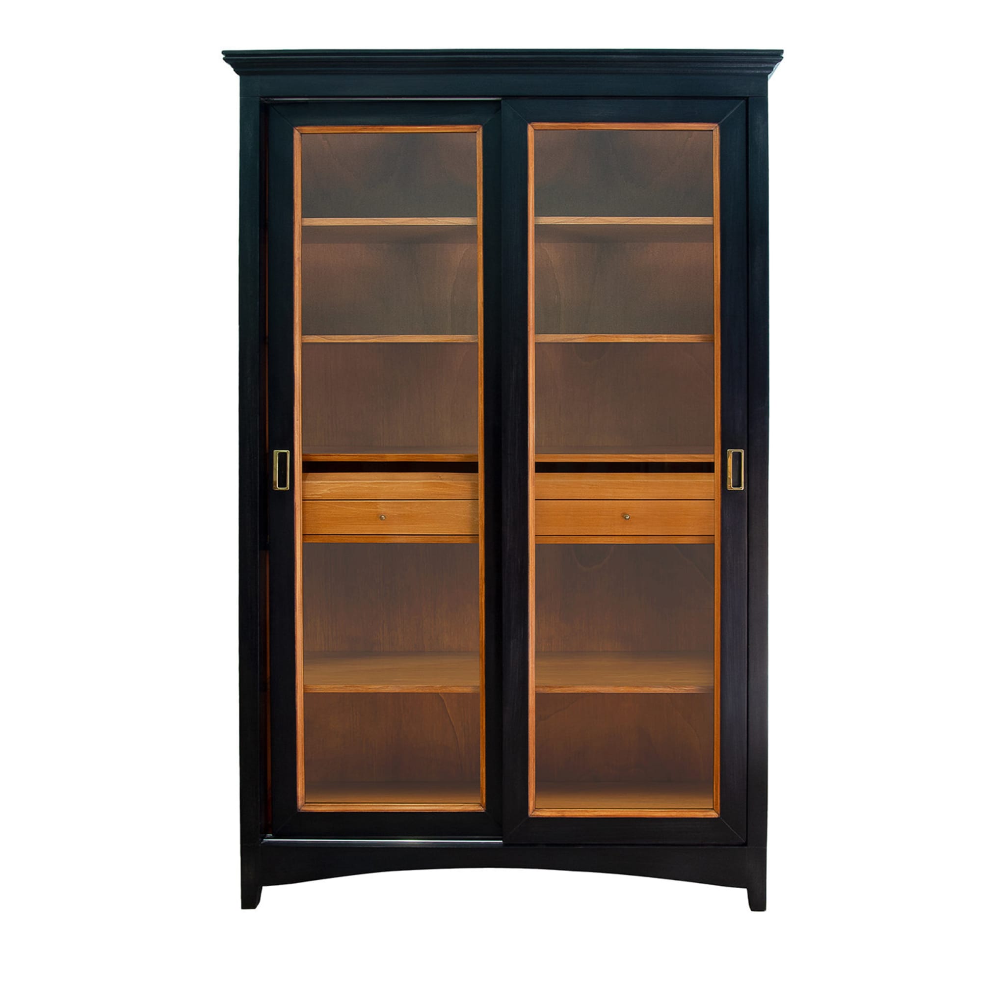 Black Bookcase with Sliding Doors - Main view