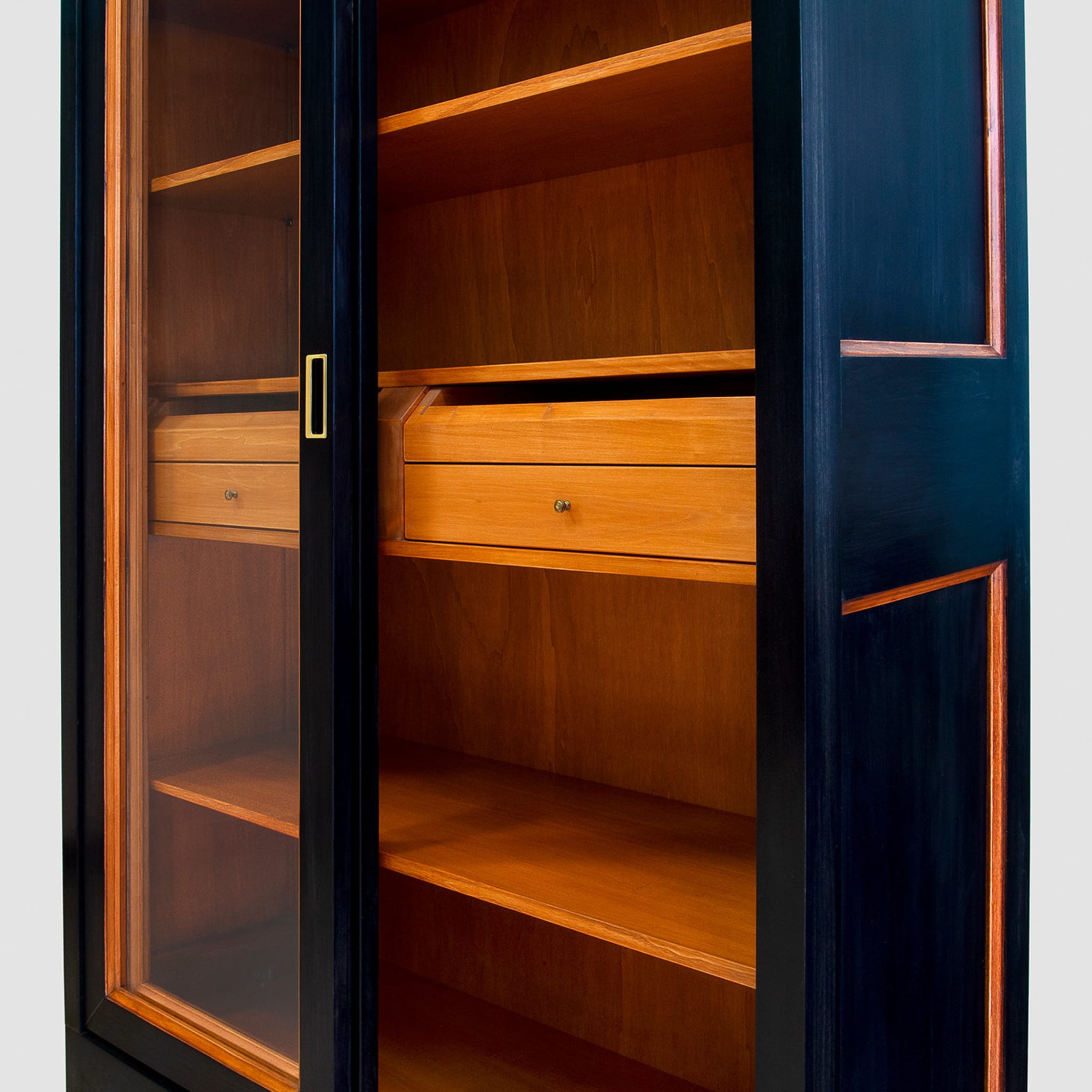 Black Bookcase with Sliding Doors - Alternative view 1