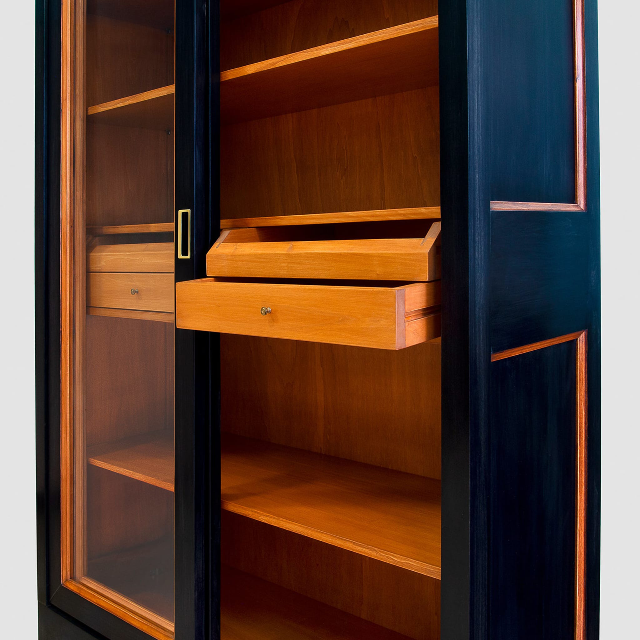 Black Bookcase with Sliding Doors - Alternative view 2
