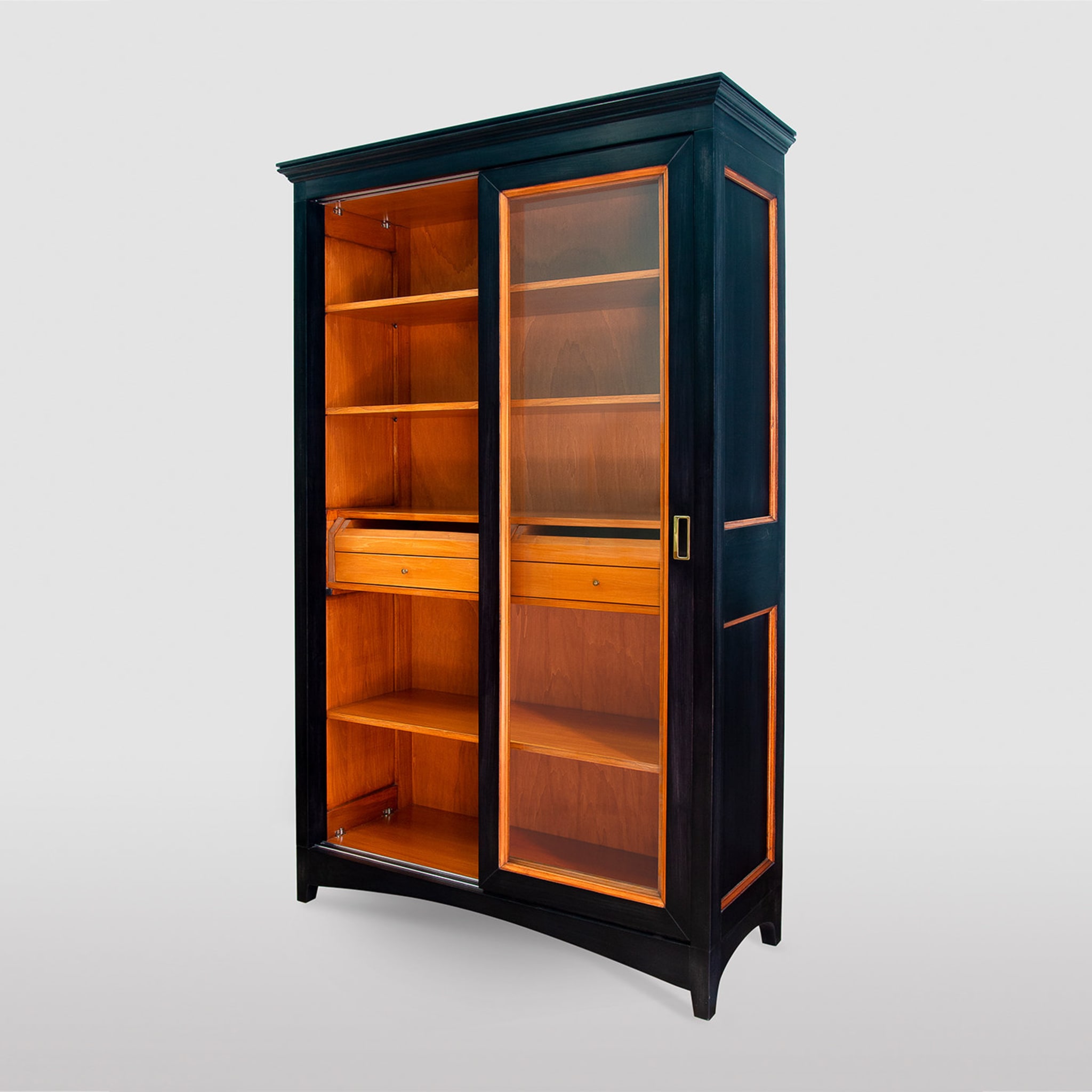 Black Bookcase with Sliding Doors - Alternative view 5
