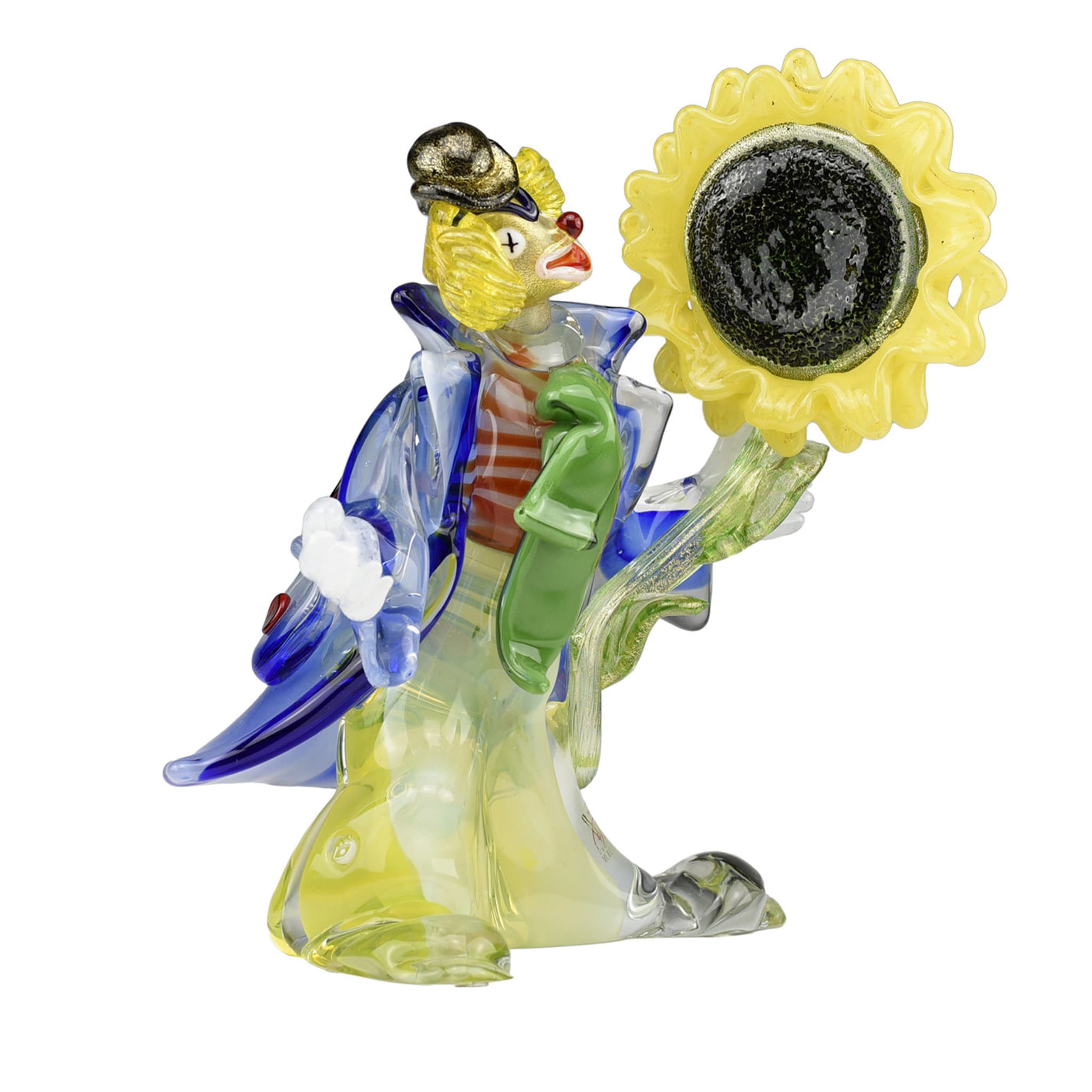 Clown Con Girasole Polychrome Glass Sculpture - Main view