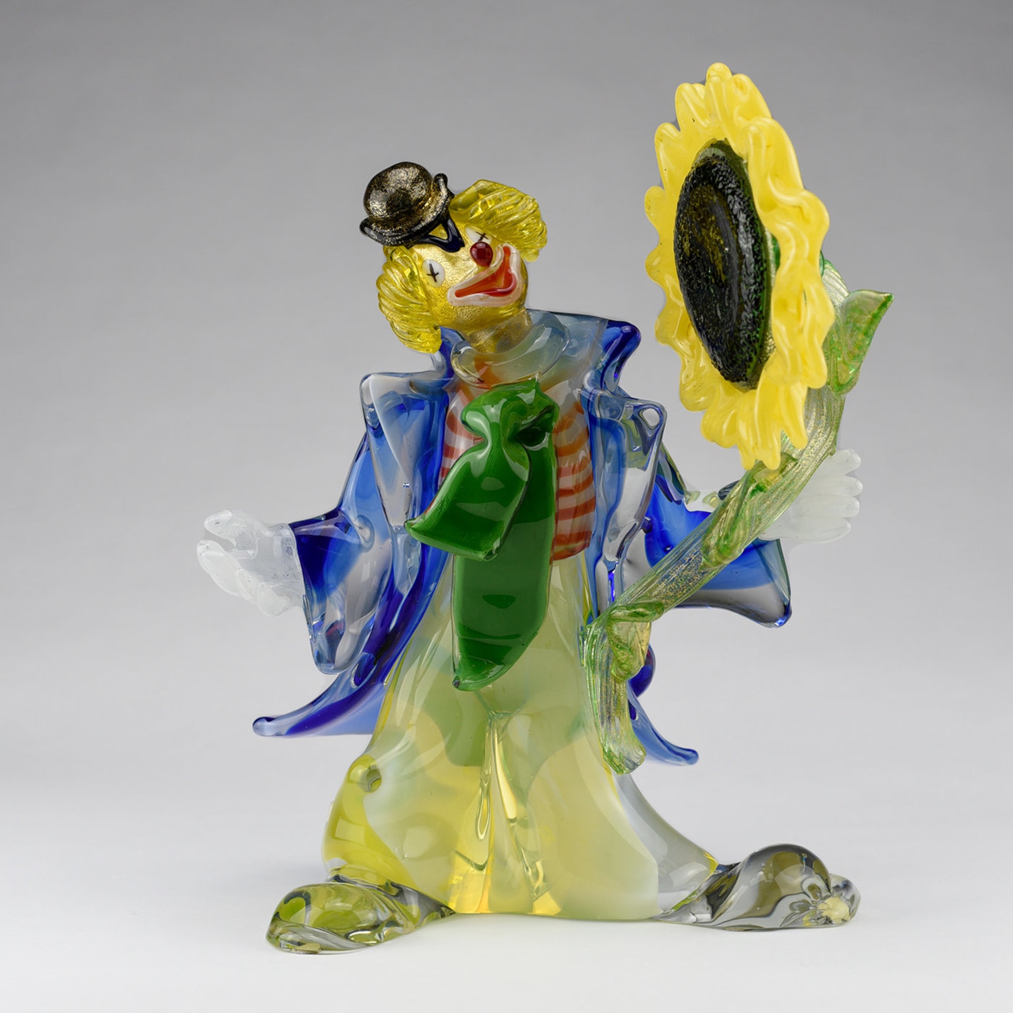 Clown Con Girasole Polychrome Glass Sculpture - Alternative view 1