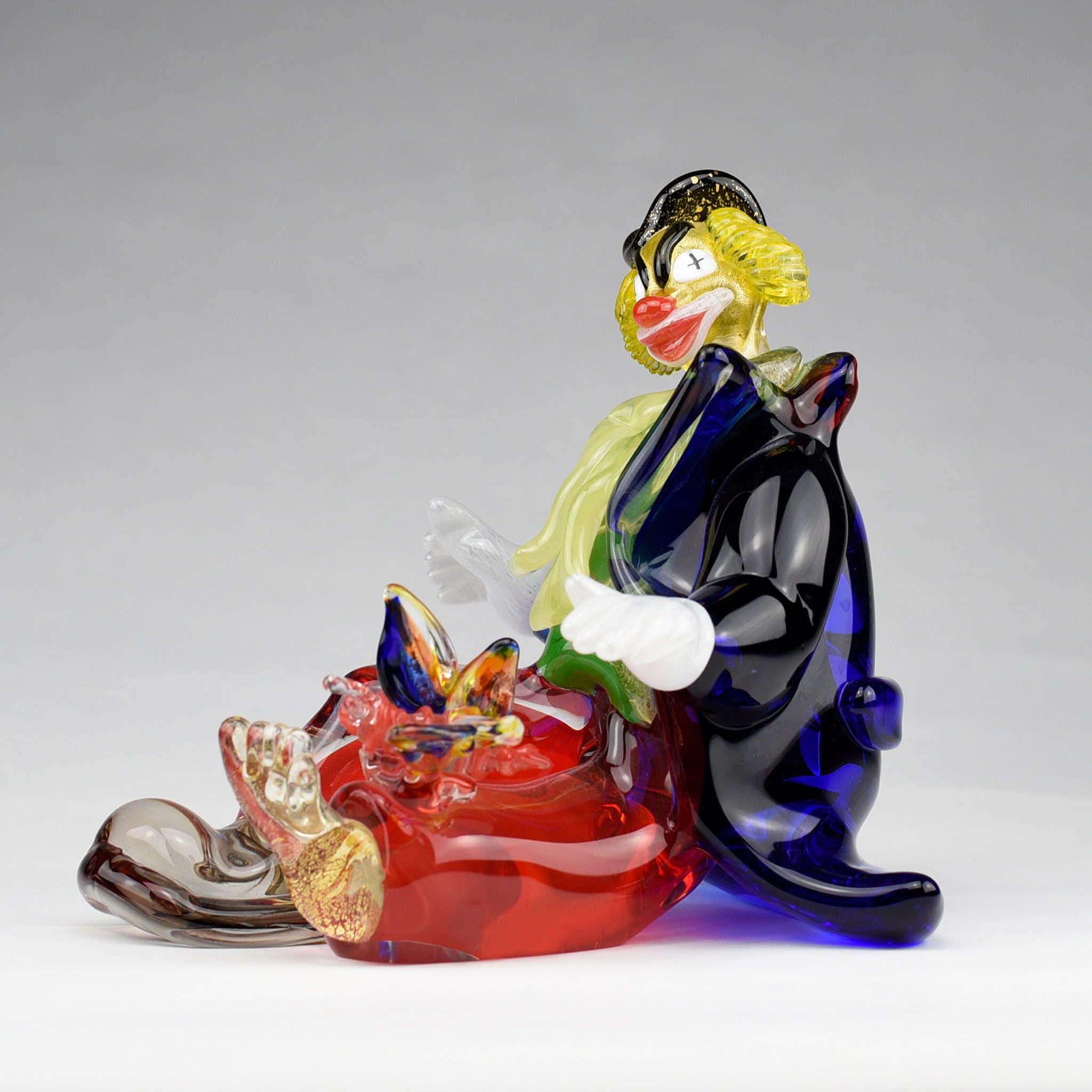 Clown Con Farfalla Polychrome Glass Sculpture - Alternative view 1