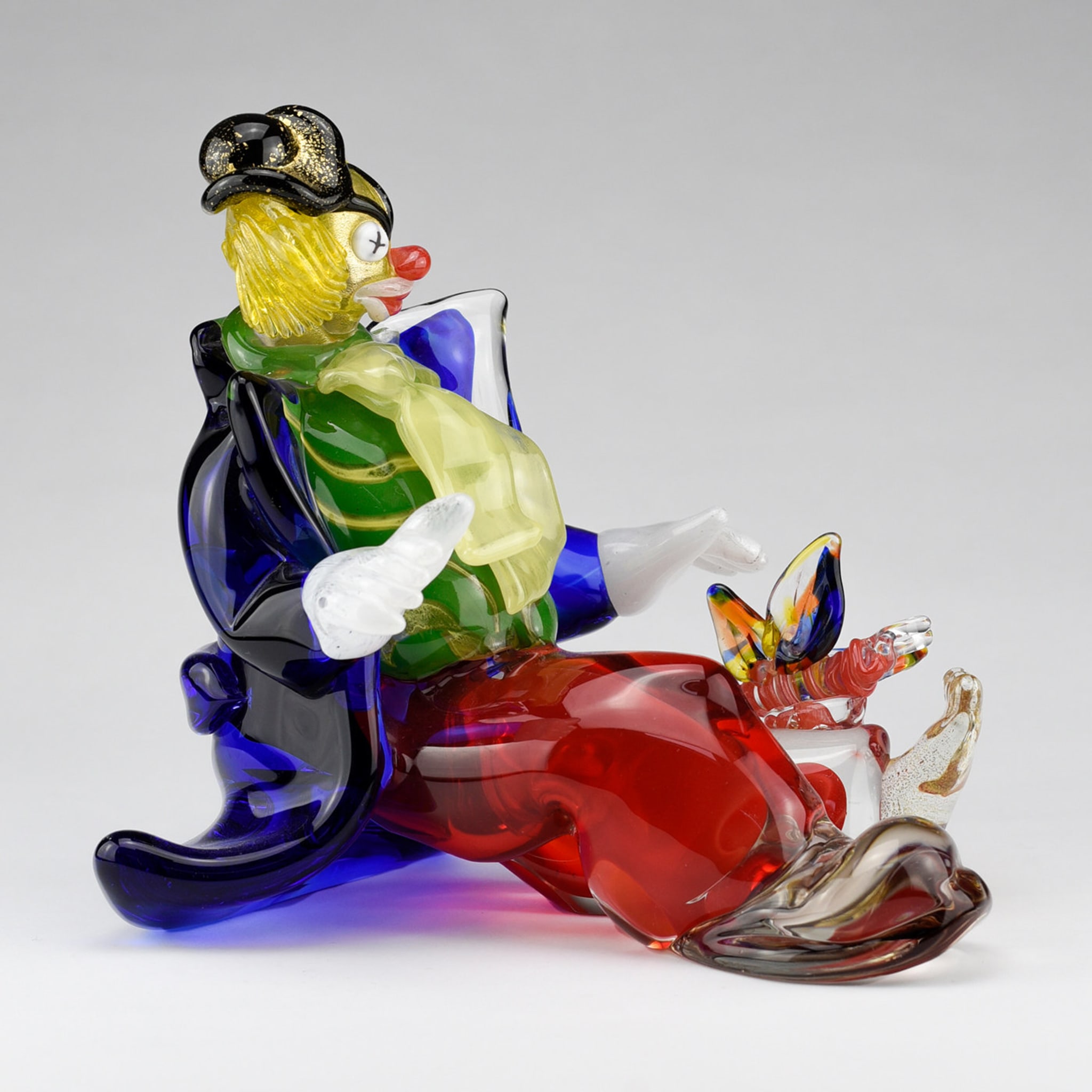 Clown Con Farfalla Polychrome Glass Sculpture - Alternative view 2