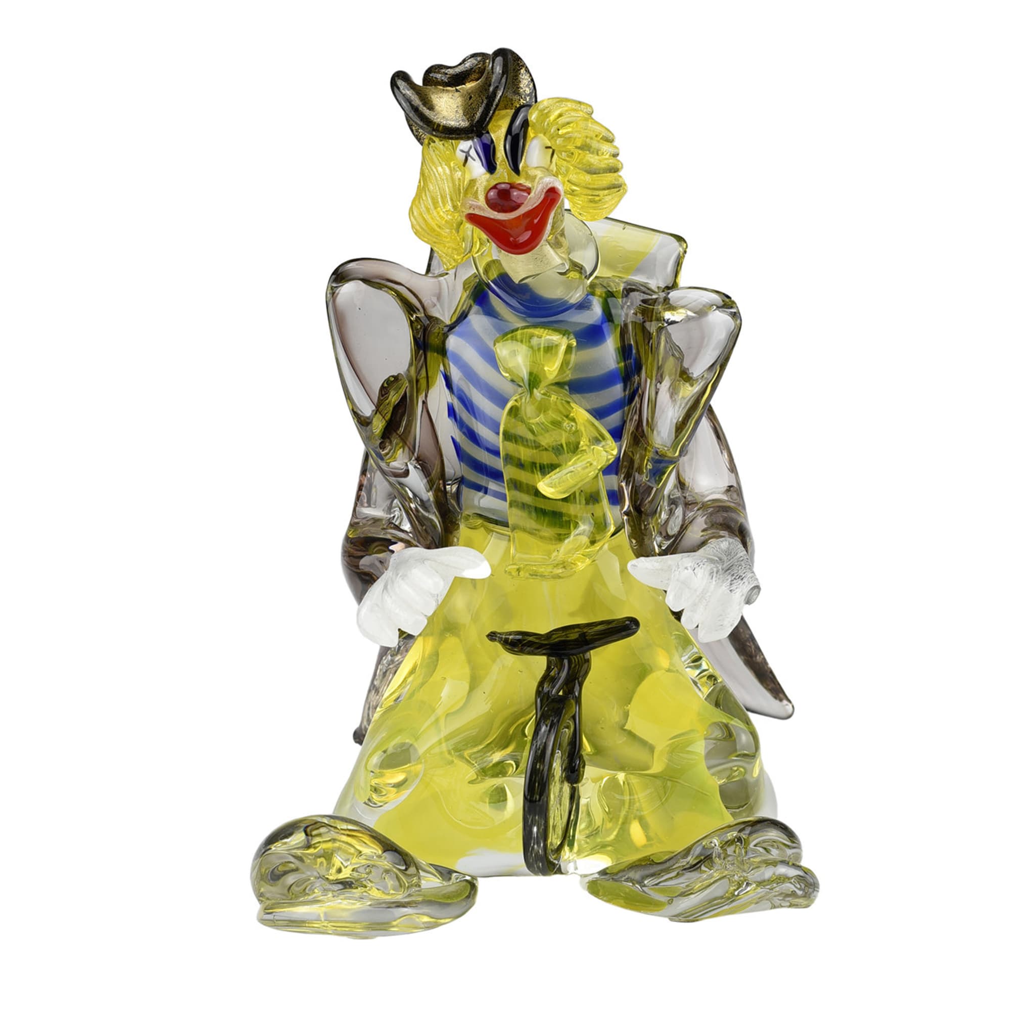 Clown Con Bicicletta Sculpture en verre polychrome - Vue principale