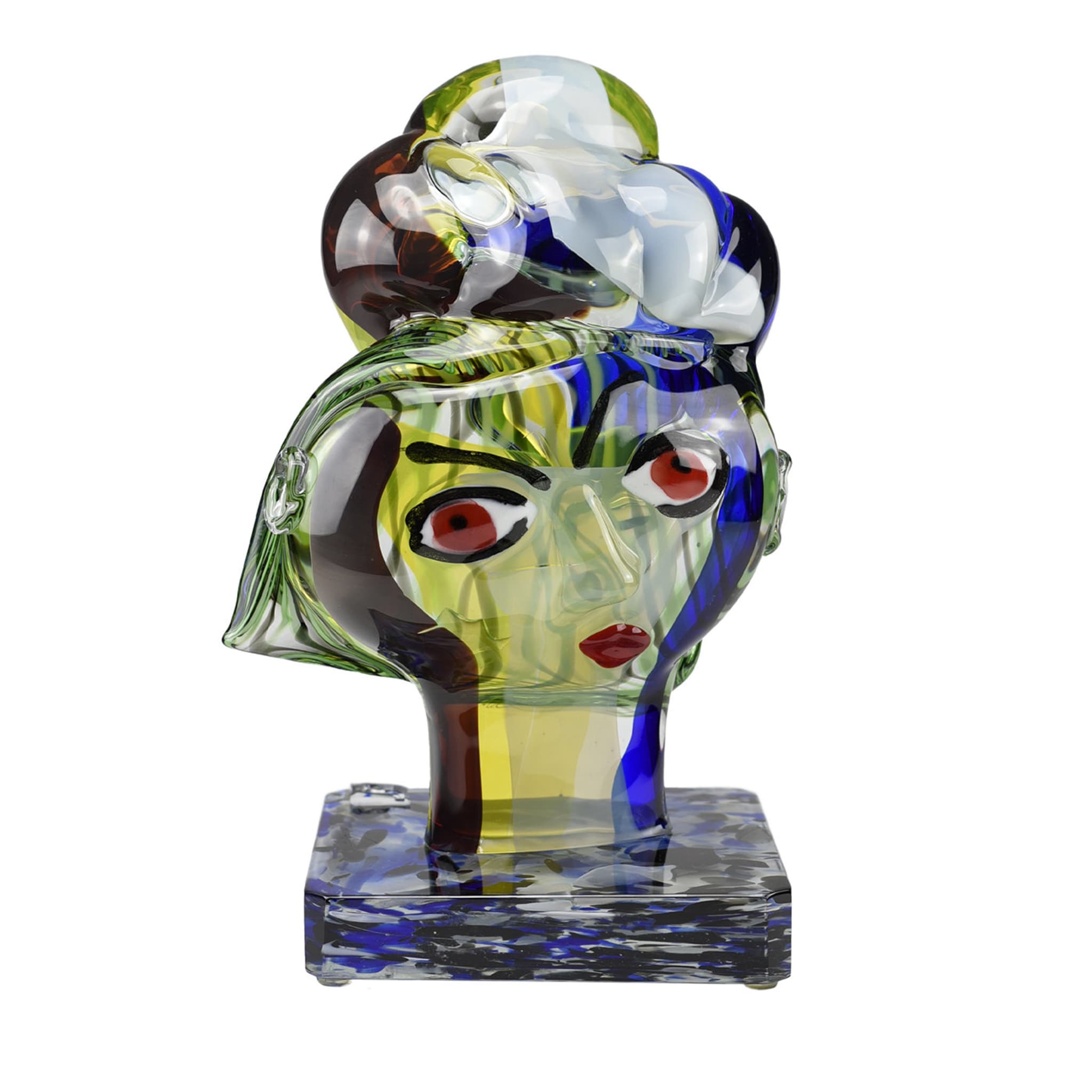 Volto Sveglio Polychrome Glass Sculpture - Main view