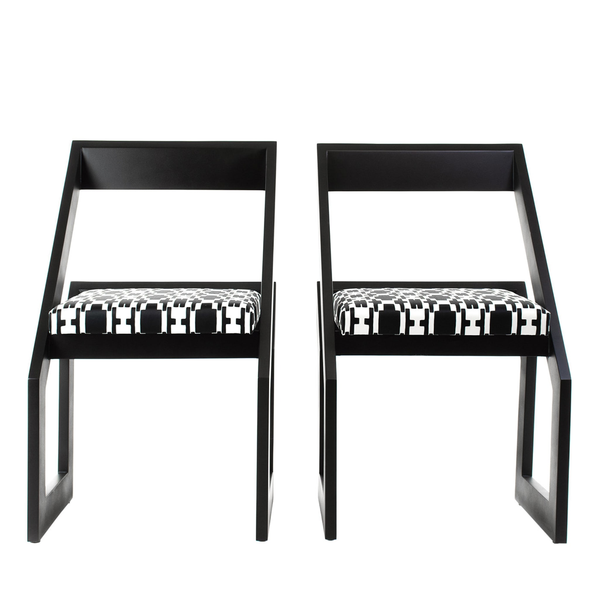 Ensemble moderniste de 2 fauteuils noirs et blancs - Vue principale