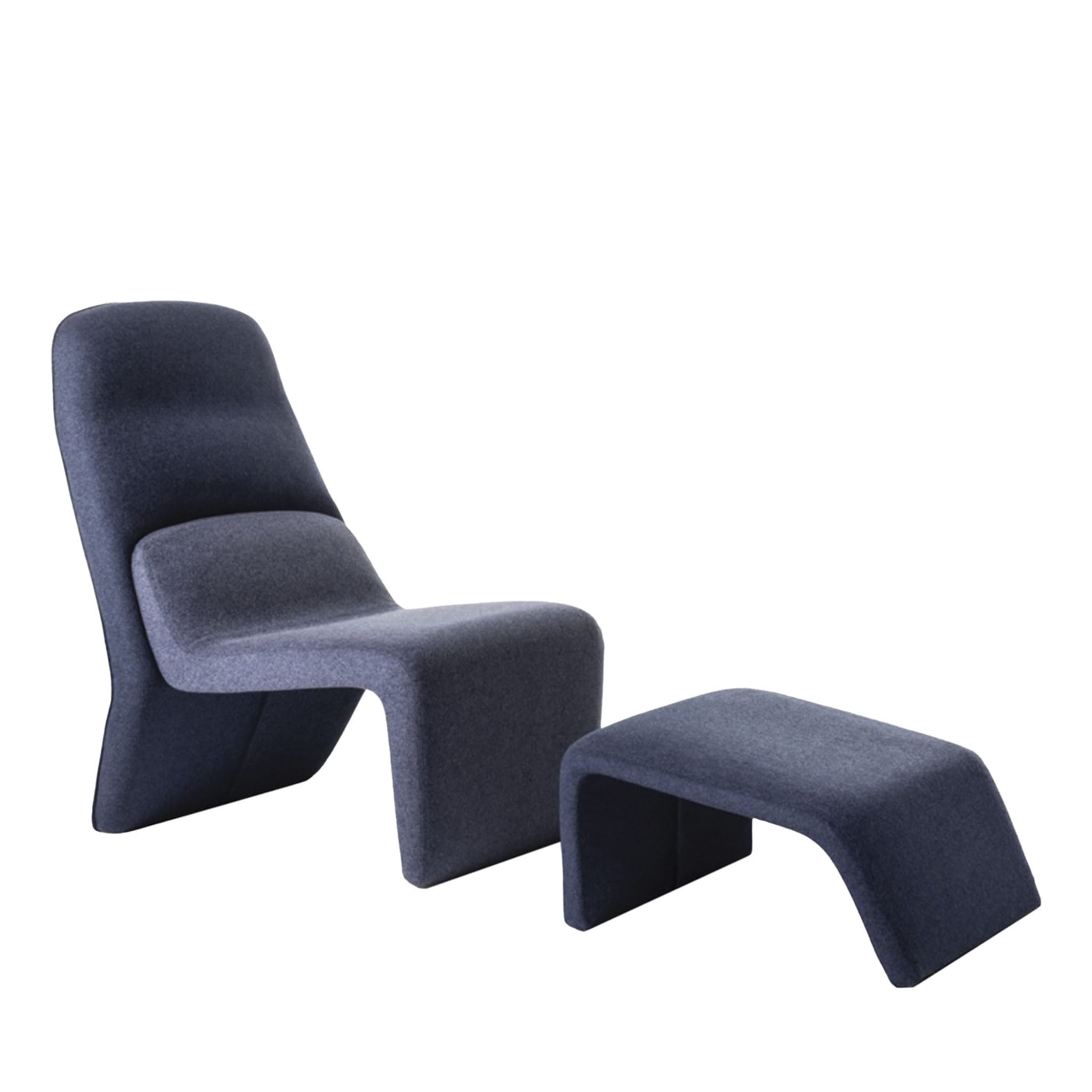Tape Blue Lounge Chair with Footrest by Radice Orlandini designstudio - Main view