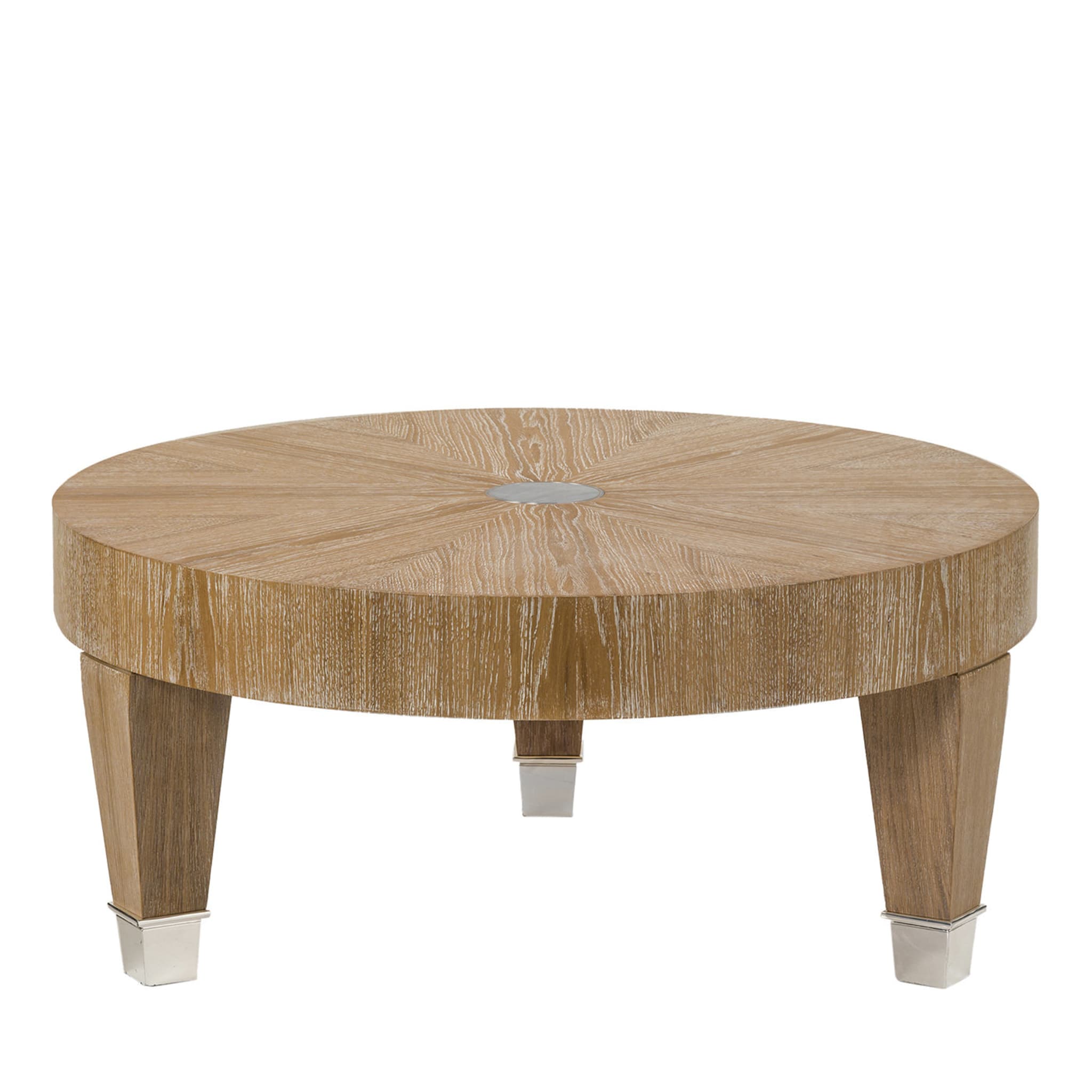 Round Brass and Durmast Coffee Table by Michele Bonan - Main view