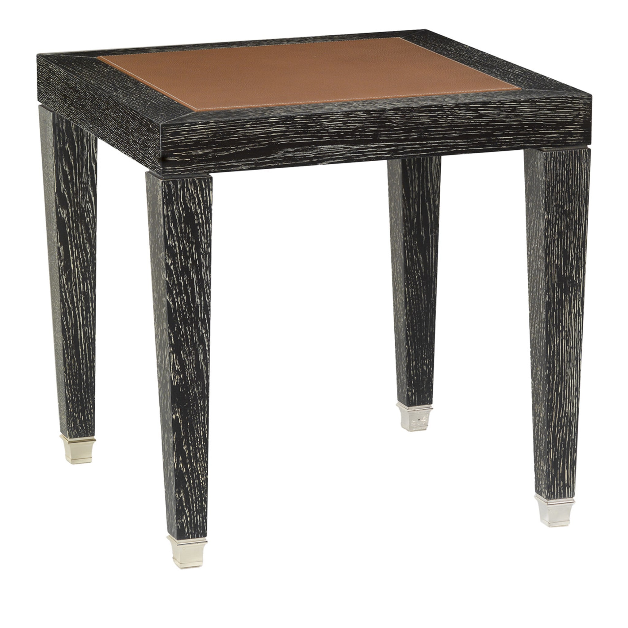 Square Side Table with Leather Top by Michele Bonan - Main view