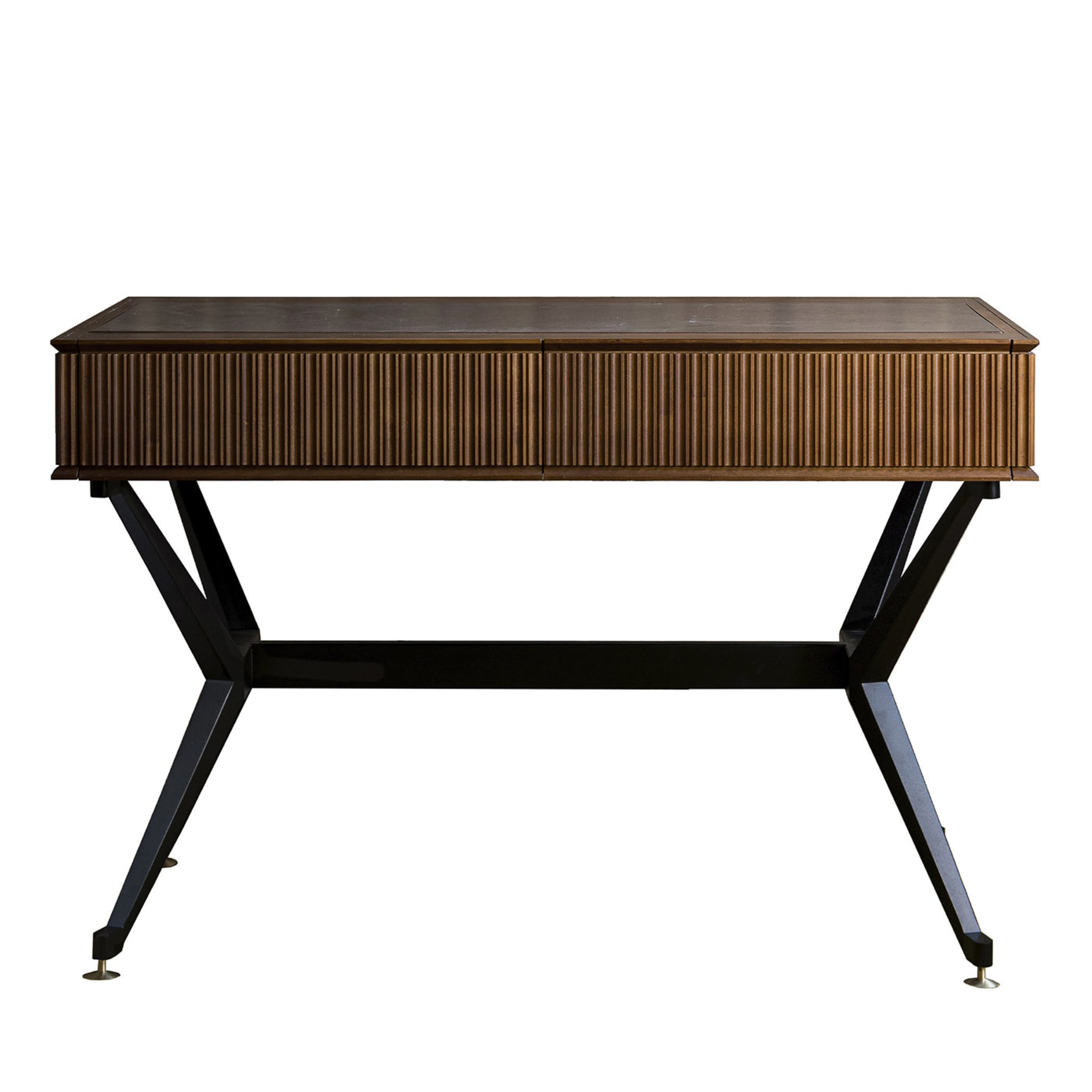 Two-Drawer Wood/Leather Console - Main view