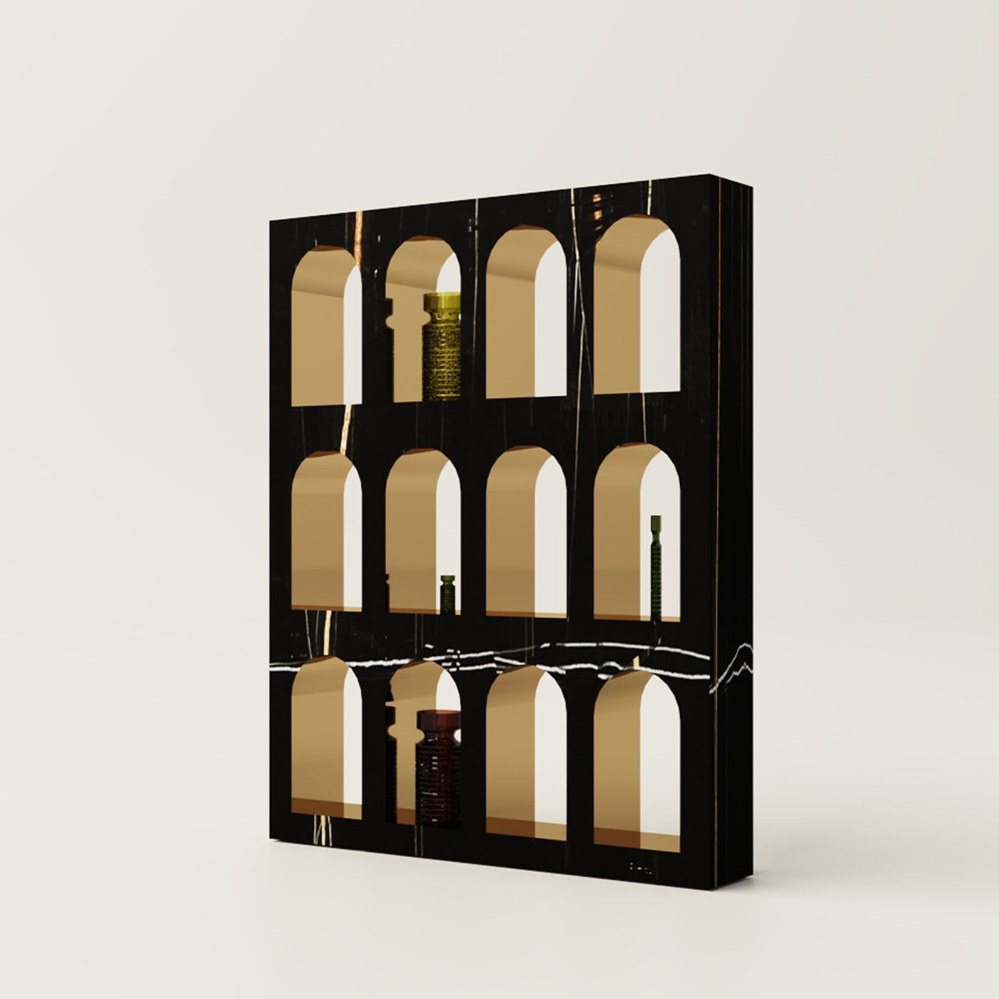 Portici Bookcase in Sahara Noir Marble by sid&sign - Dimarmo