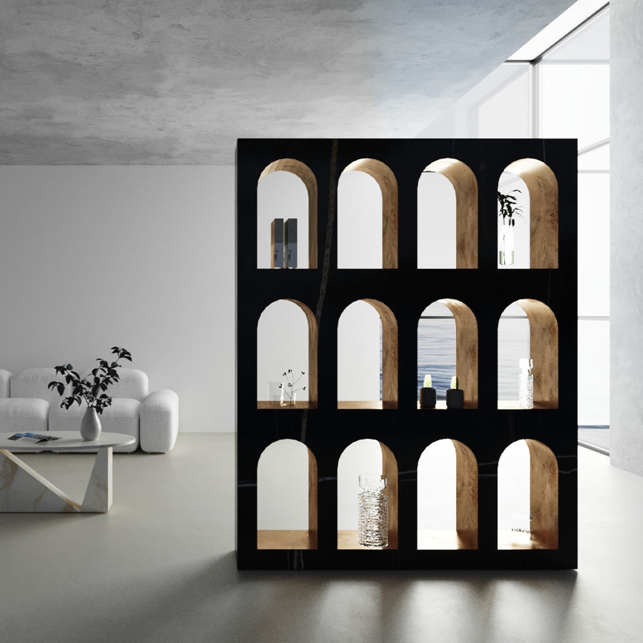 Portici Bookcase in Sahara Noir Marble by sid&sign - Alternative view 2