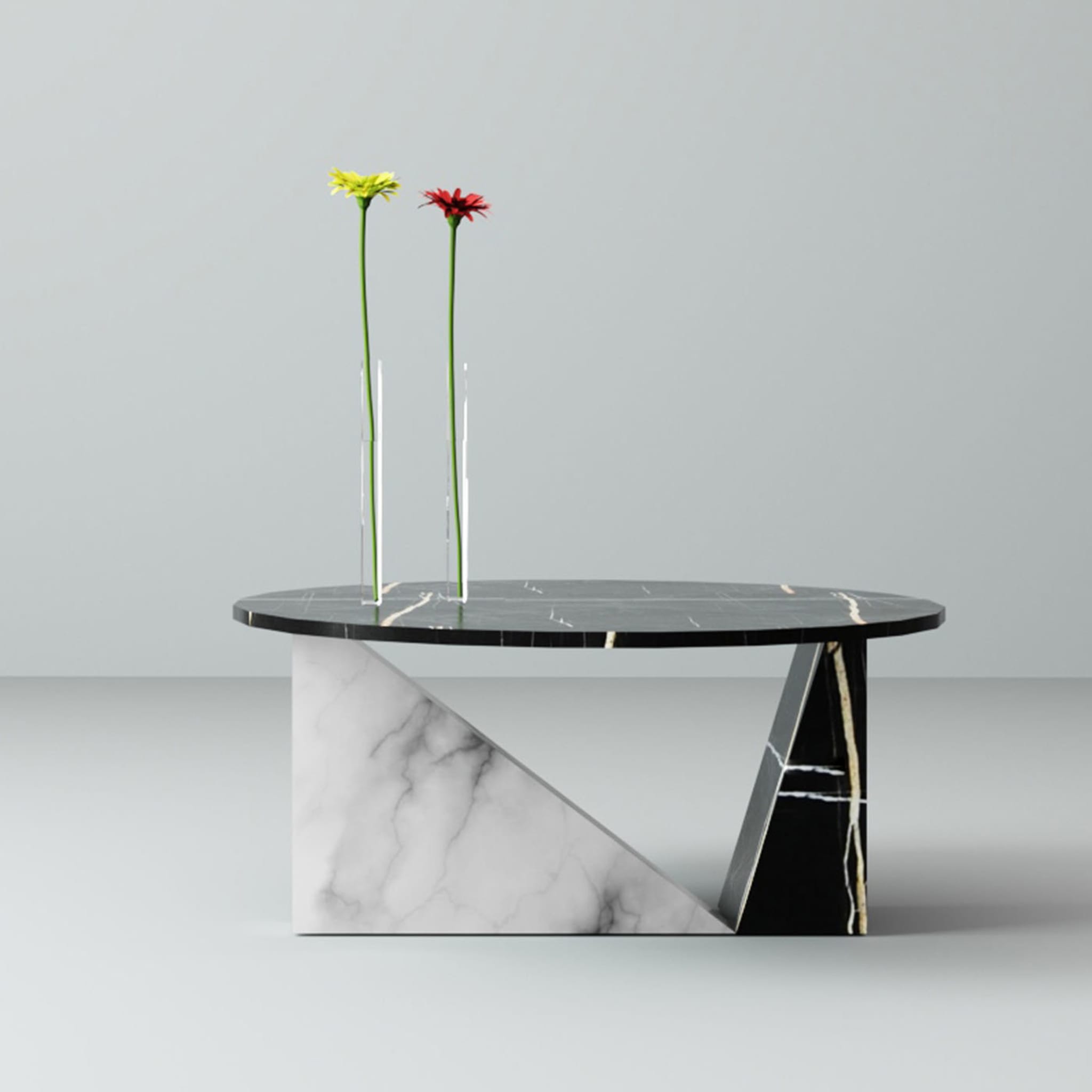 Dieus Table in White Carrara and Sahara Noir Marbles by sid&sign - Alternative view 1