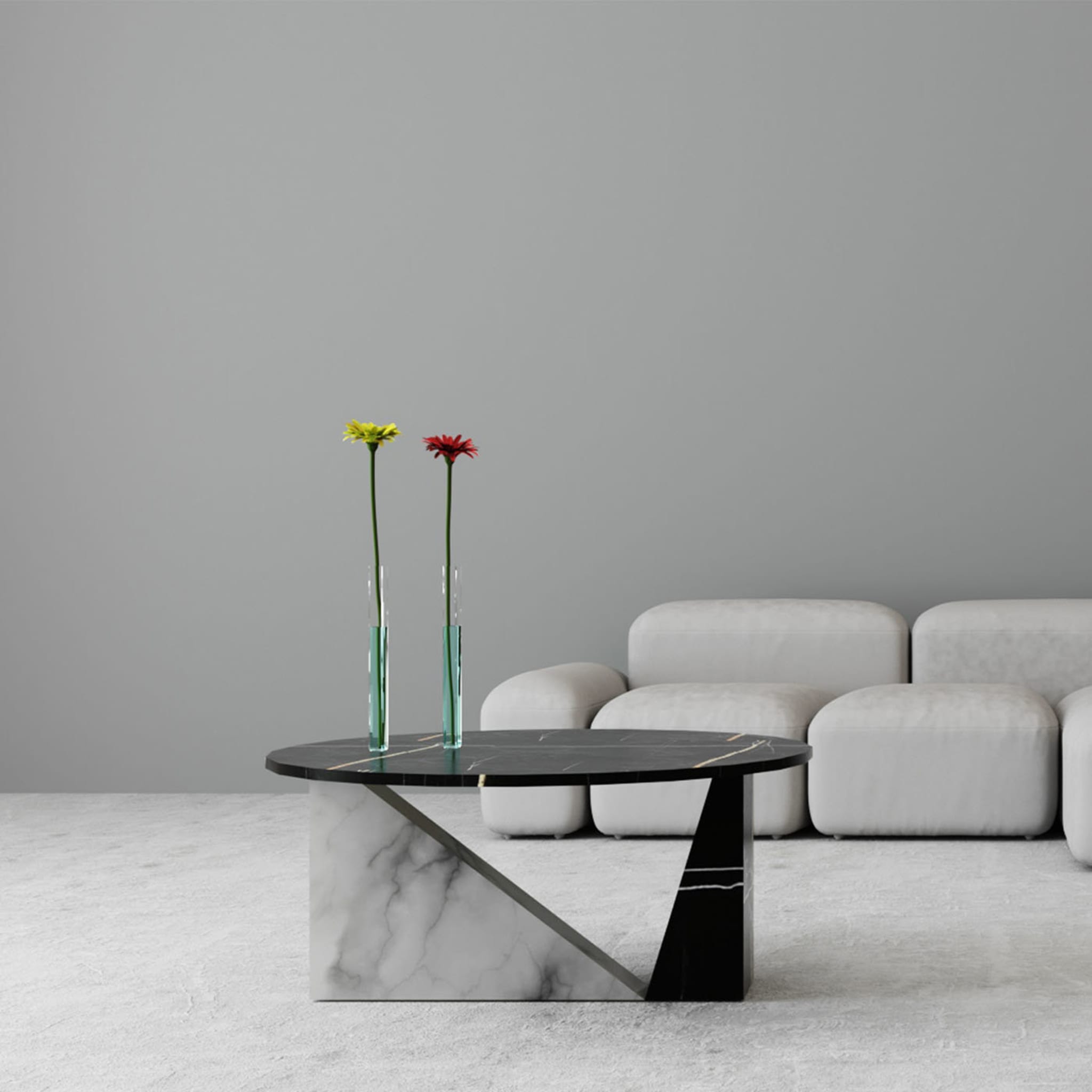Dieus Table in White Carrara and Sahara Noir Marbles by sid&sign - Alternative view 2