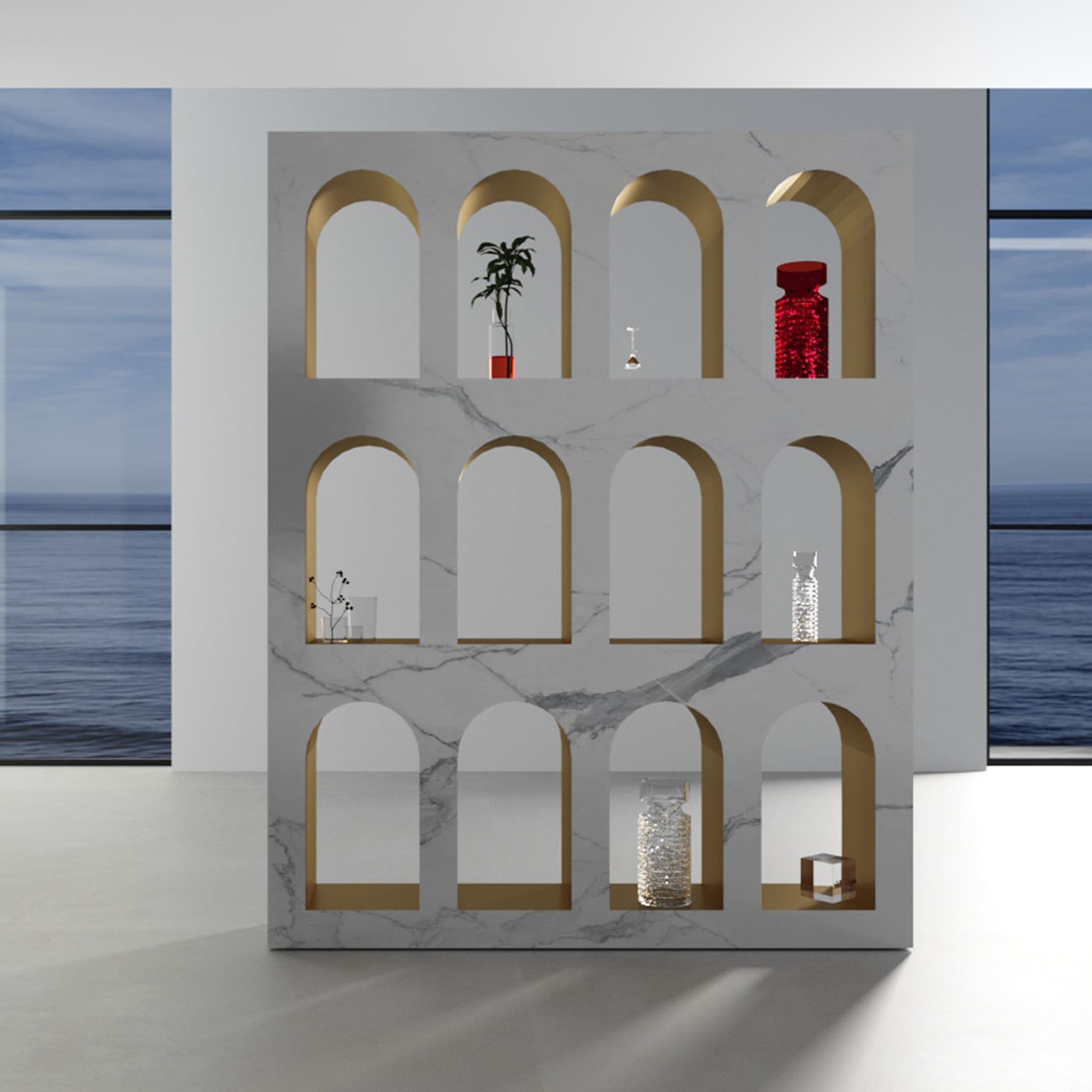 Portici Bücherregal aus weißem Carrara-Marmor von sid&amp;sign - Alternative Ansicht 1