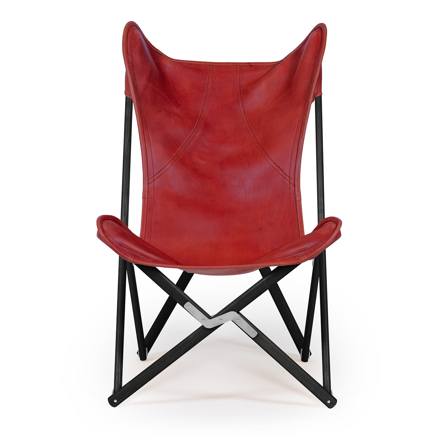 Tripolina Armchair in Red Leather - Telami