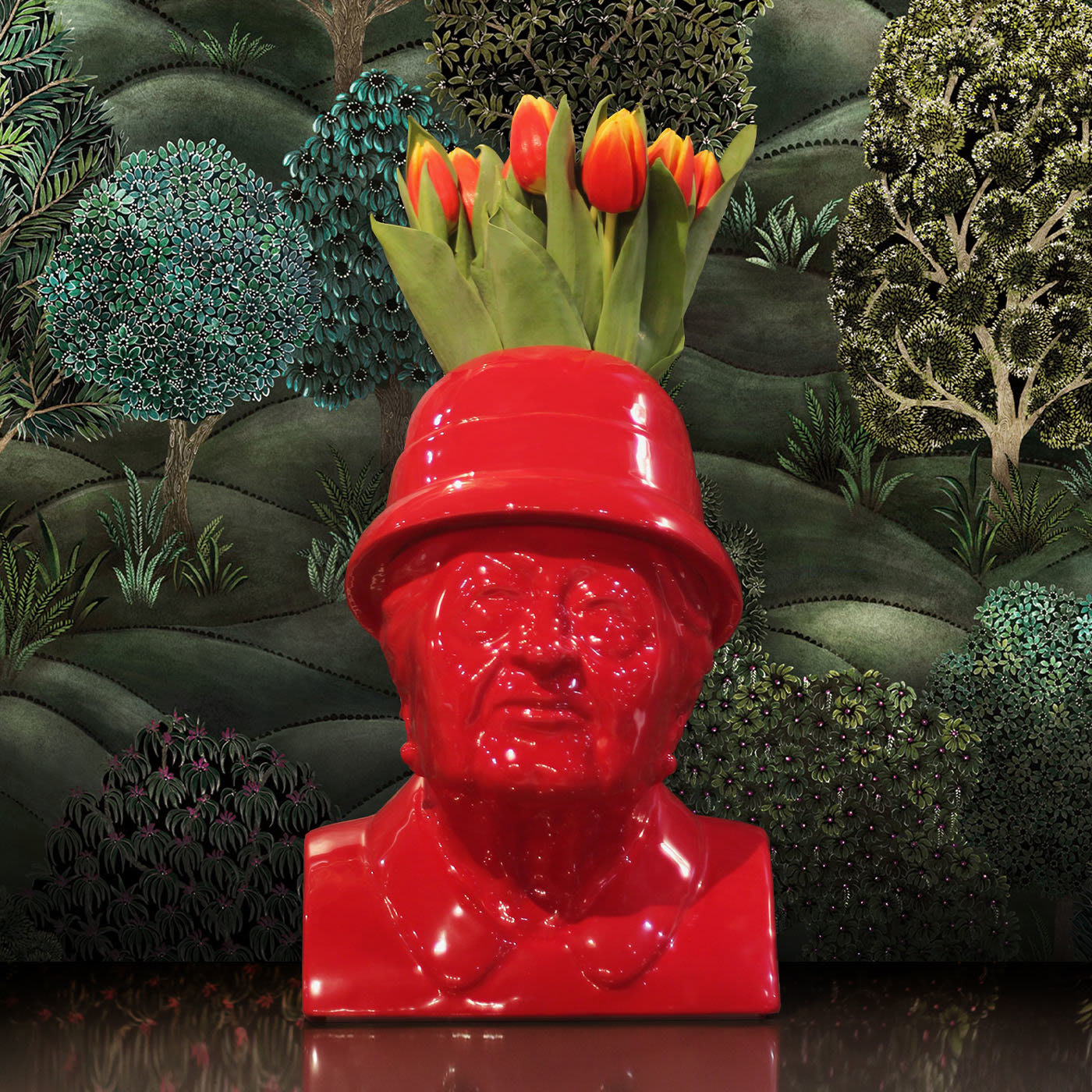 La Gisella Red Flowerpot by Jimmy D Lanza - Loopo