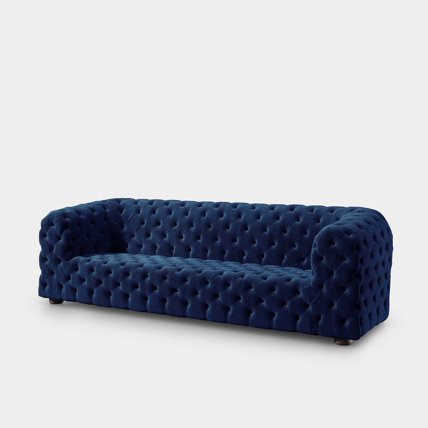 Tufted Rectangular Blue Sofa - Loopo