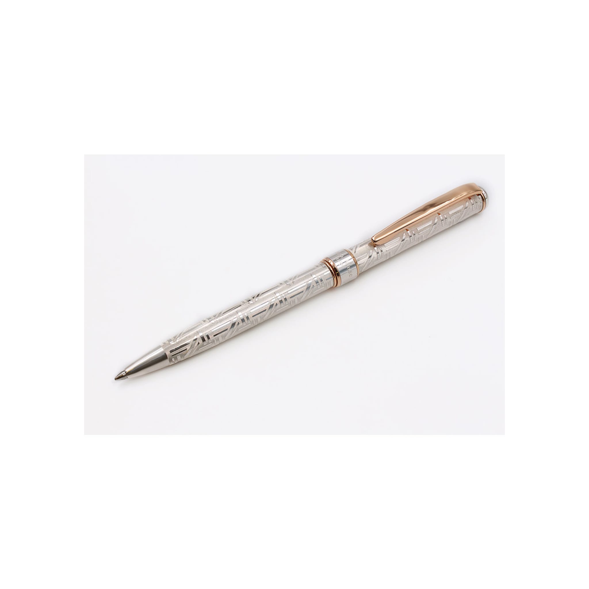 Silver and Pink Gold Geometric Ballpoint Pen - Alternative view 1