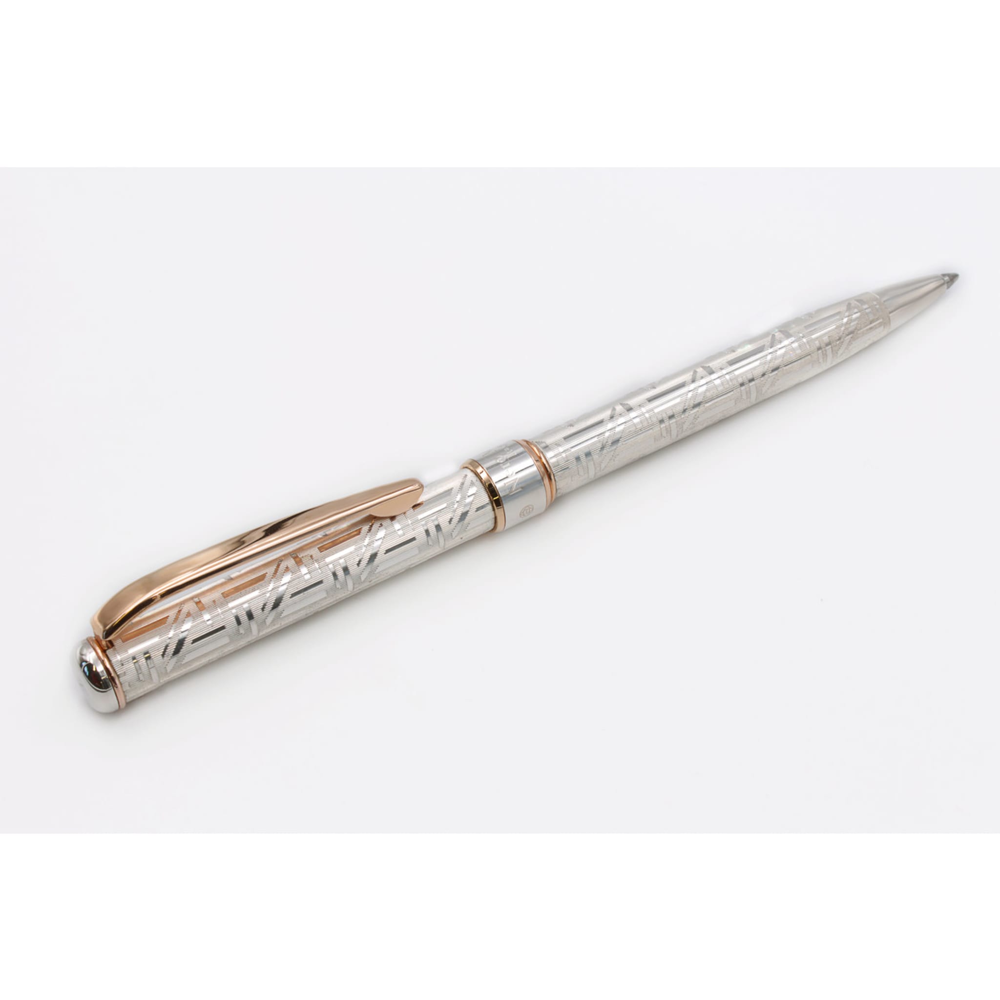Silver and Pink Gold Geometric Ballpoint Pen - Alternative view 2