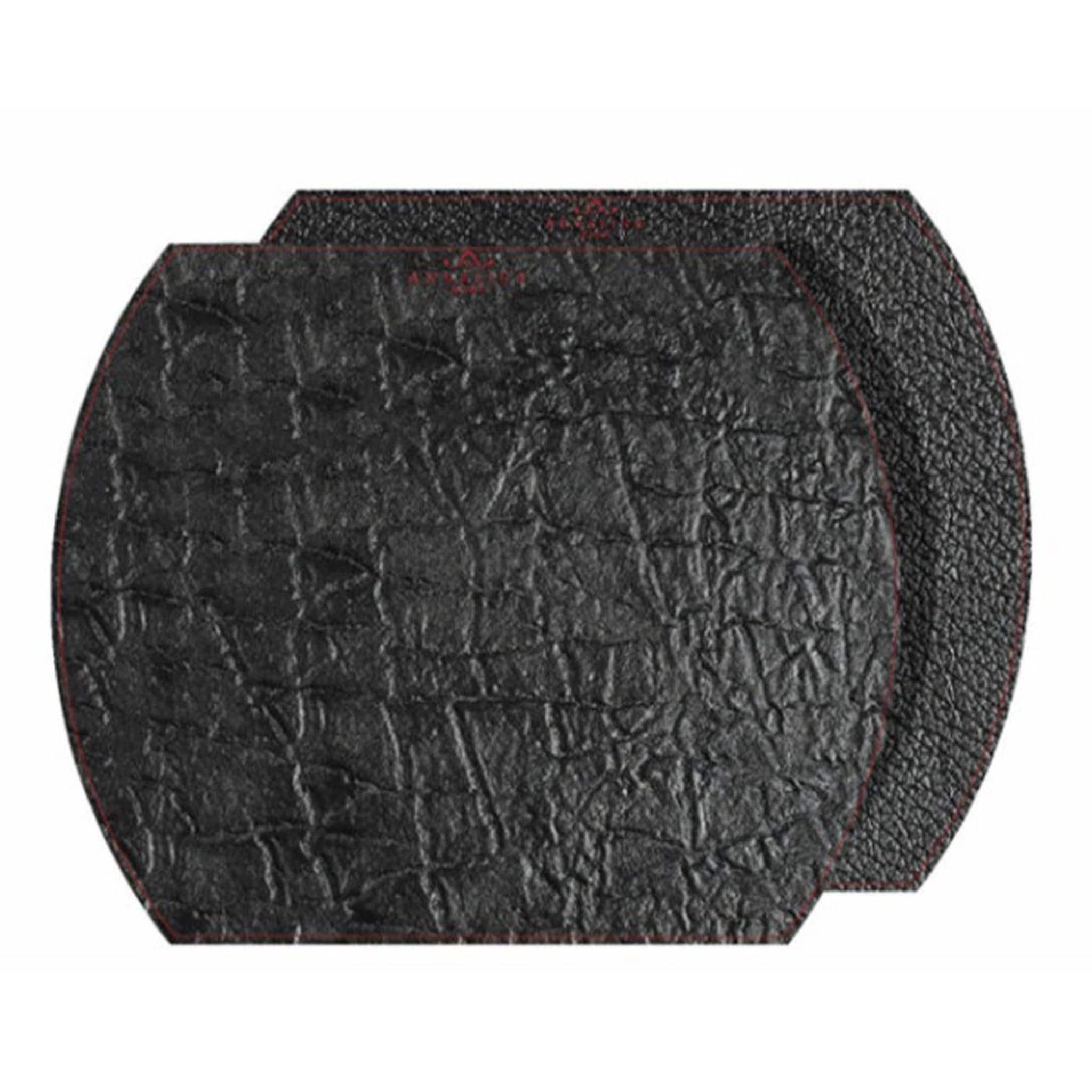 Tanzania Medium Set of 2 Black Leather Placemats - Main view