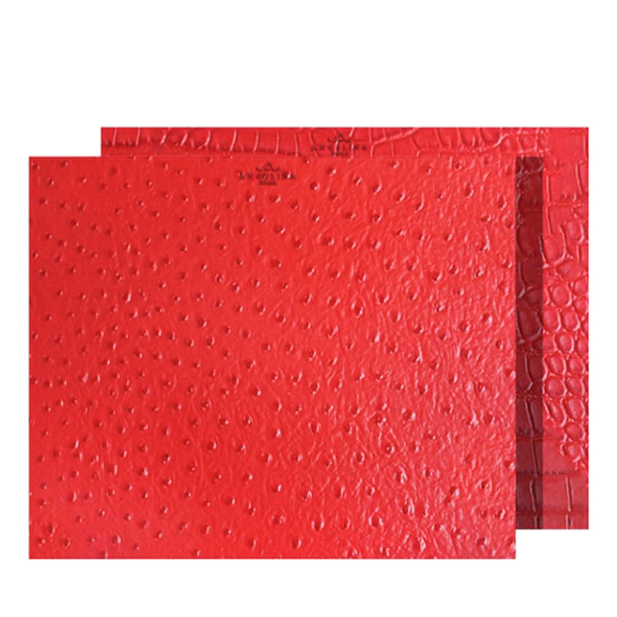 Kenya Medium Set of 2 Rectangular Red Leather Placemats - Main view