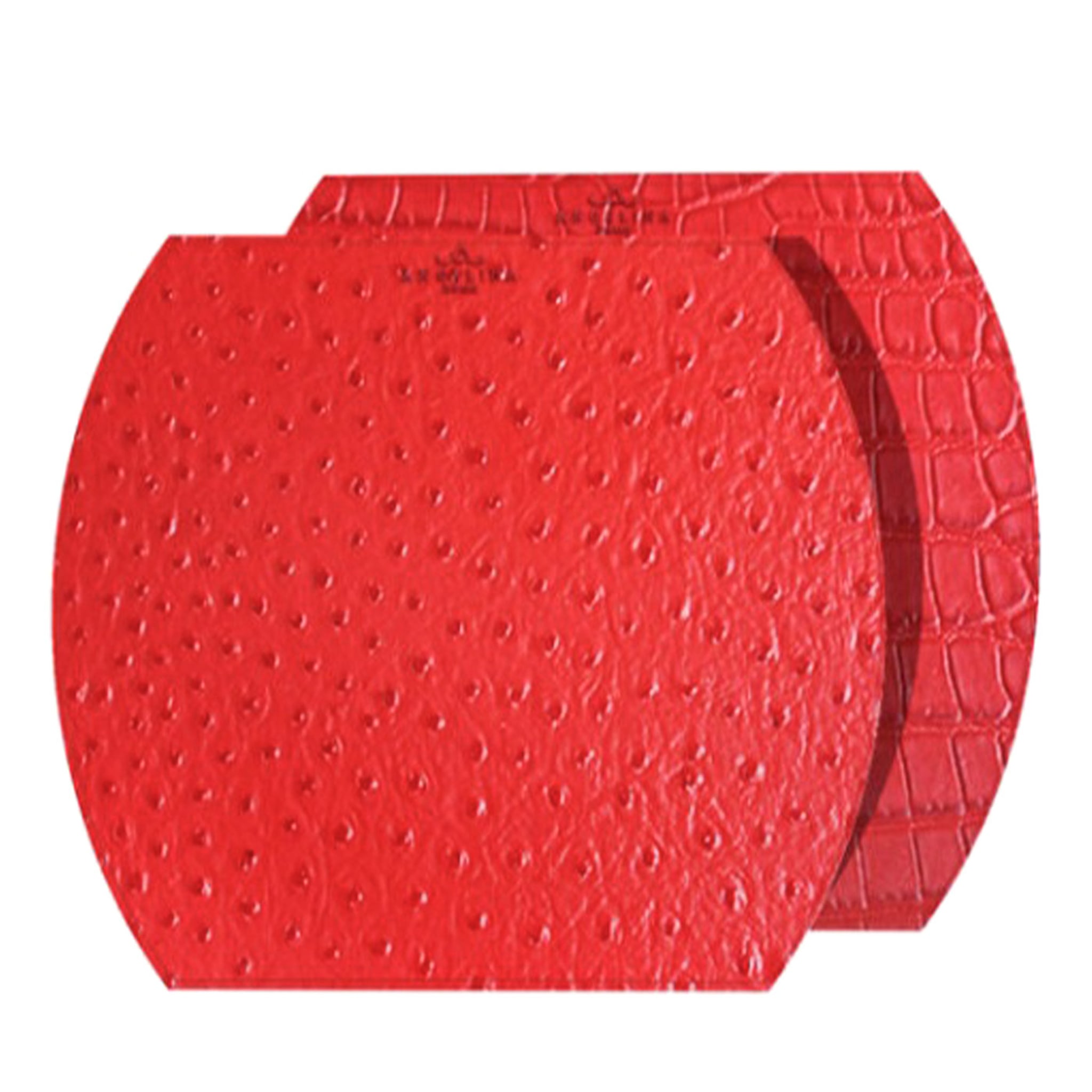 Kenya Extra-Small Set of 2 Red Leather Placemats (Set de 2 sets de table en cuir rouge) - Vue principale