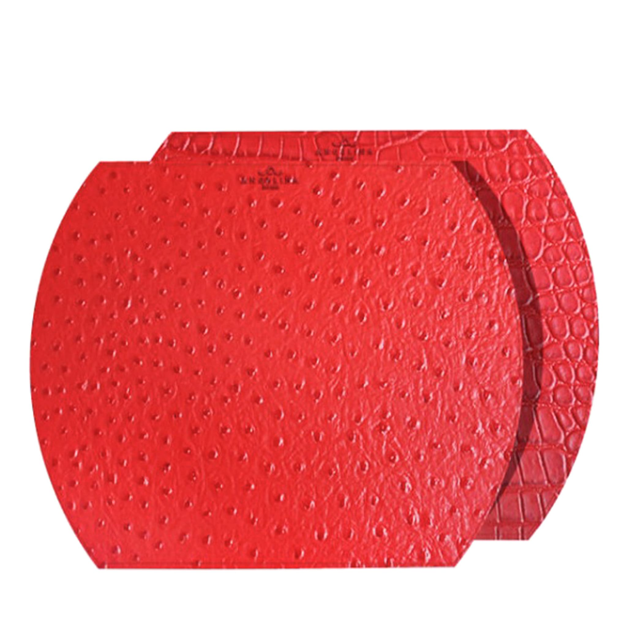 Kenya Medium Set of 2 Red Leather Placemats - Main view