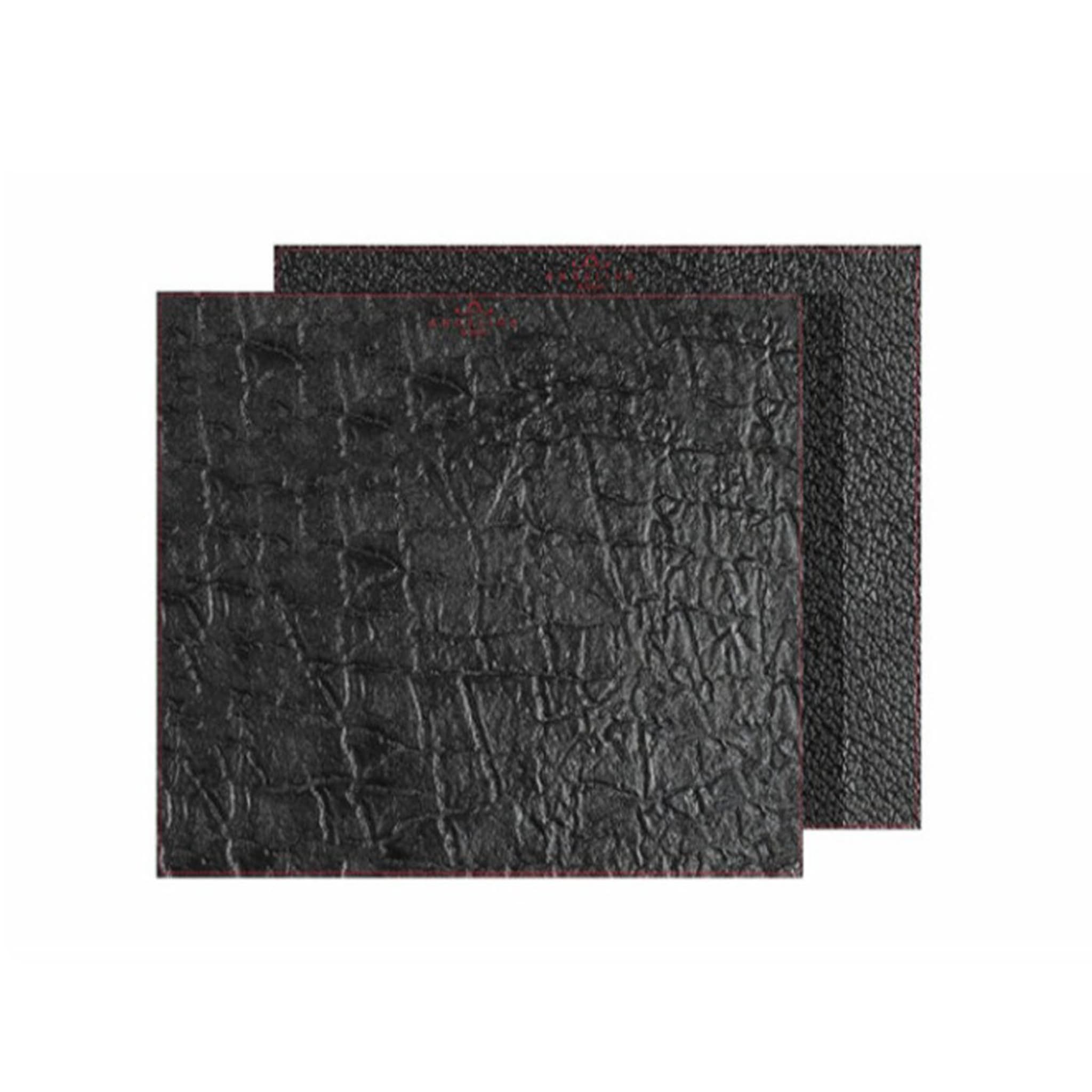 Tanzania Extra-Small Set of 2 Rectangular Black Leather Placemats (Set de 2 sets de table rectangulaires en cuir noir) - Vue principale