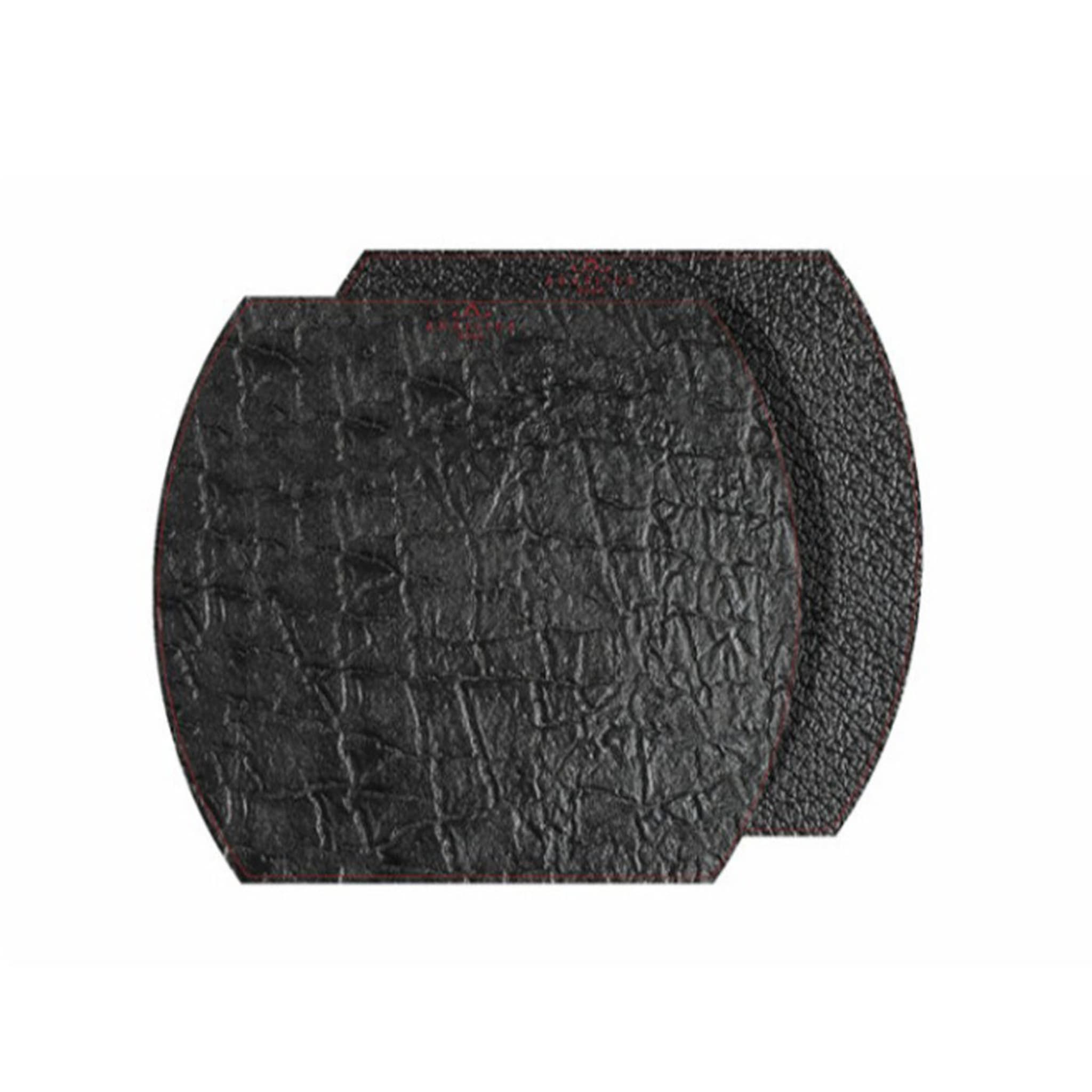 Tanzania Extra-Small Set of 2 Black Leather Placemats (set de 2 sets de table en cuir noir) - Vue principale