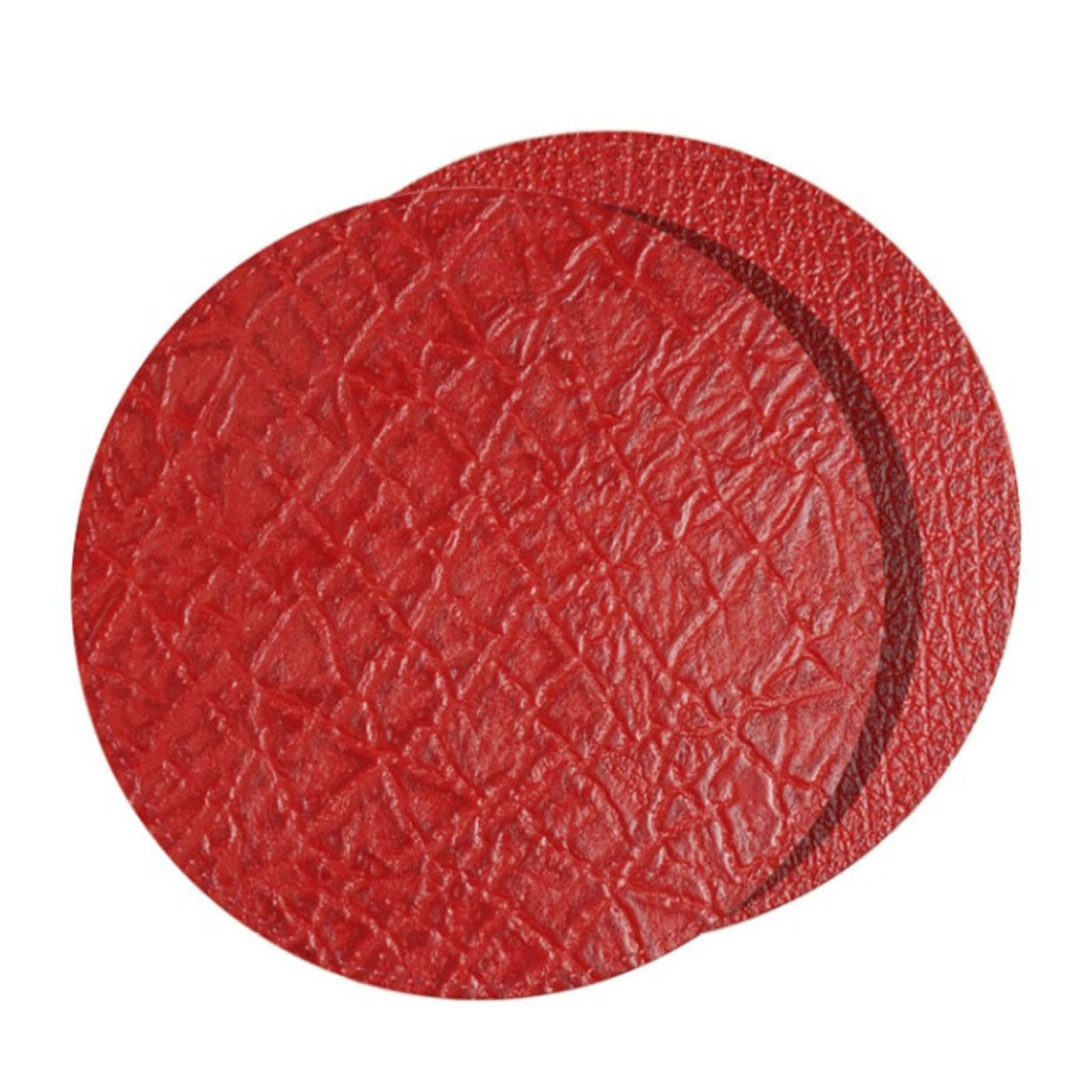 Tansania Medium 2er-Set runde rote Leder-Platzsets - Hauptansicht