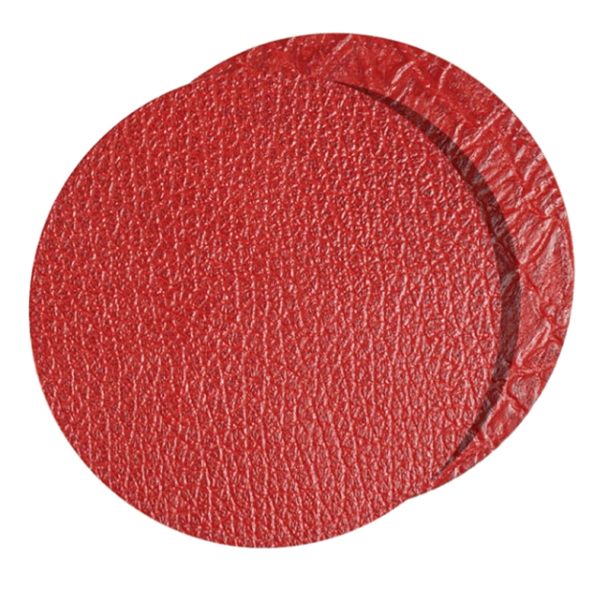 Tanzania Small Set of 2 Round Red Leather Placemats - Main view