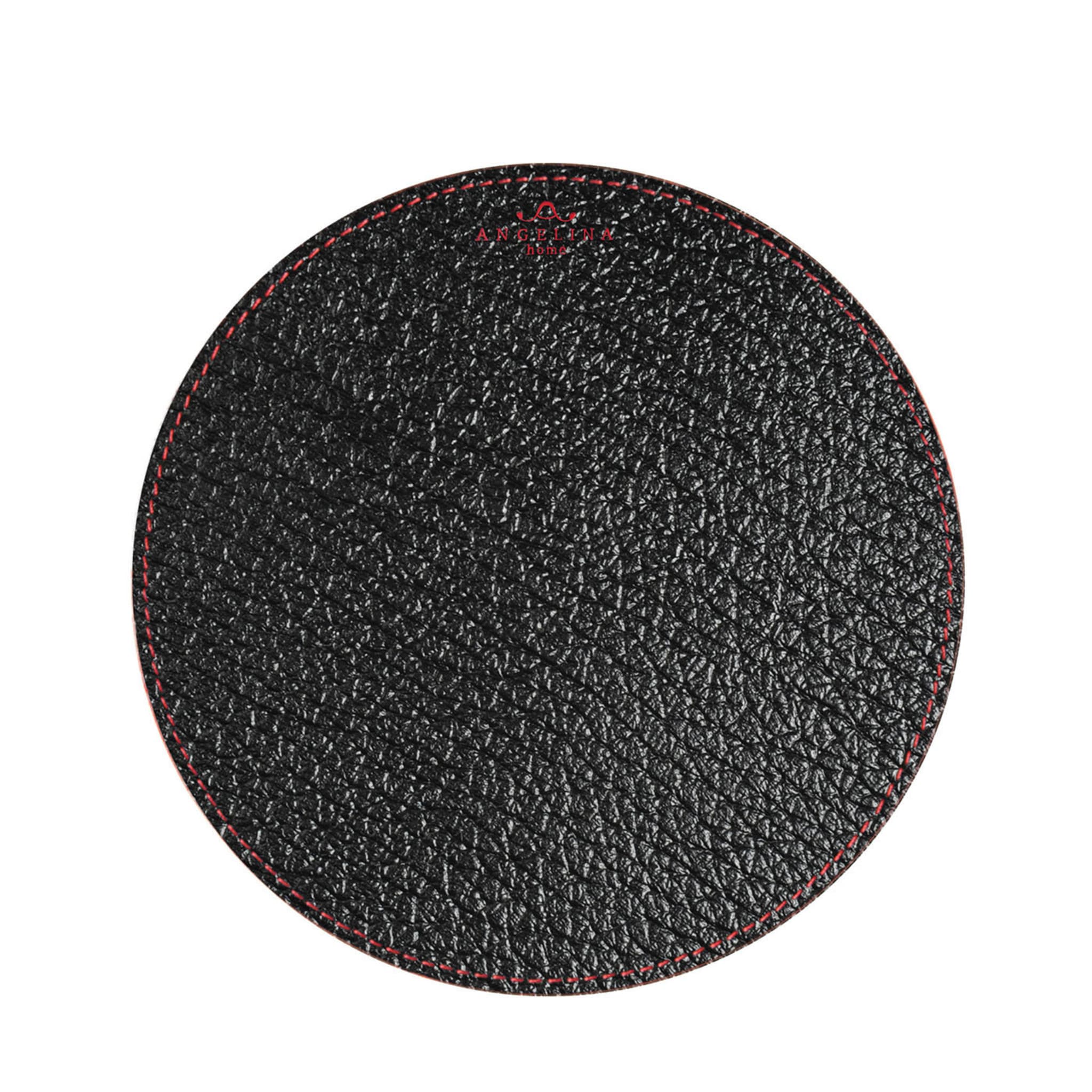 Tanzania Small Set of 2 Round Black Leather Placemats - Alternative view 1