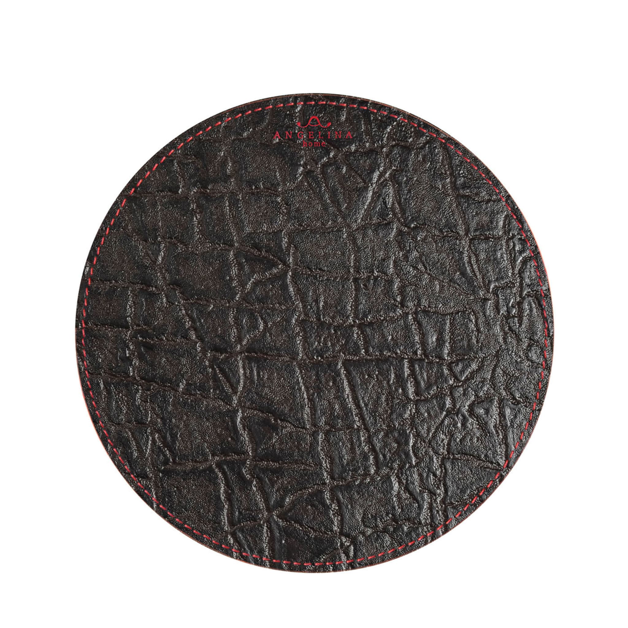 Tanzania Small Set of 2 Round Black Leather Placemats - Alternative view 2