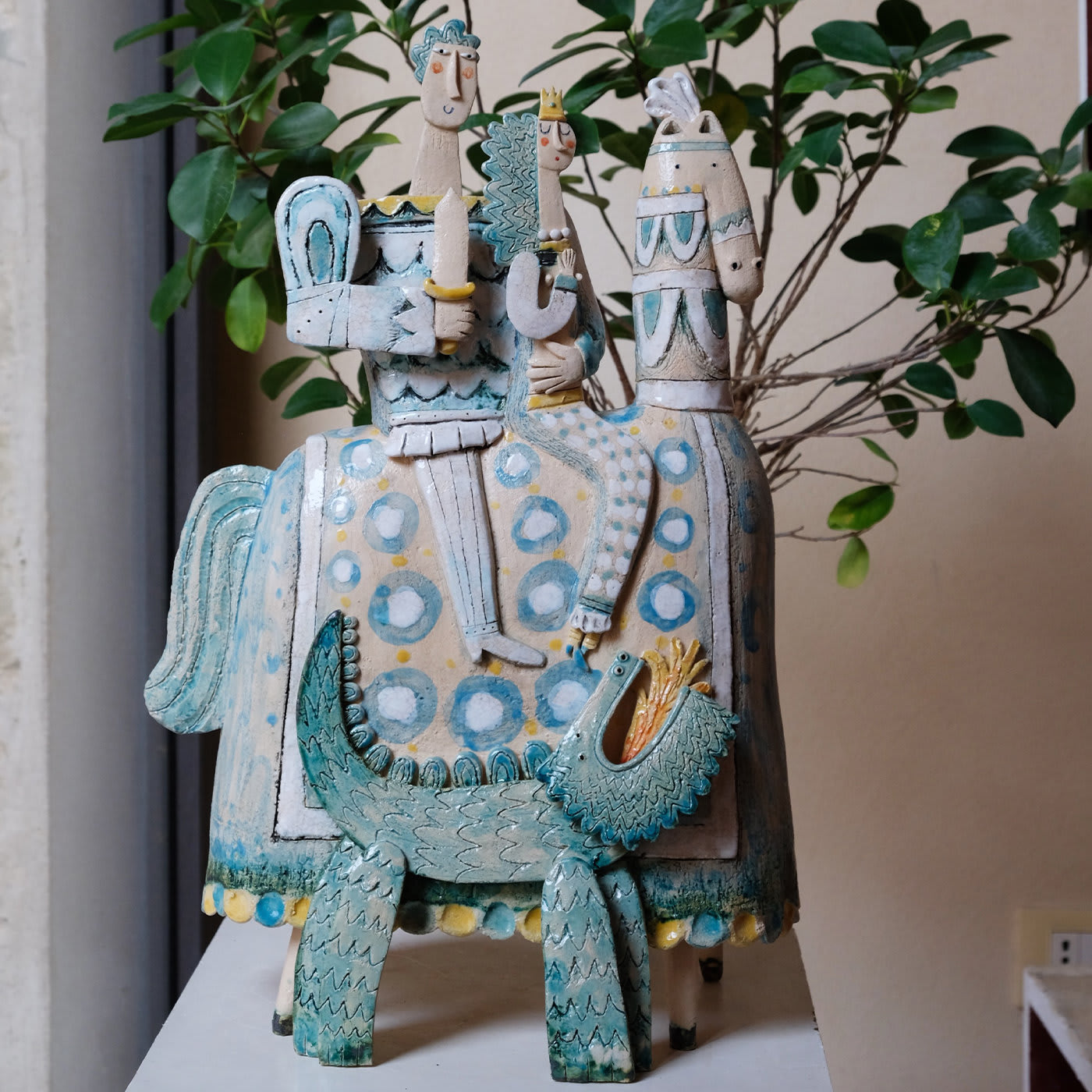 San Giorgio e il Drago Plychrome Sculpture - Michele Fabbricatore