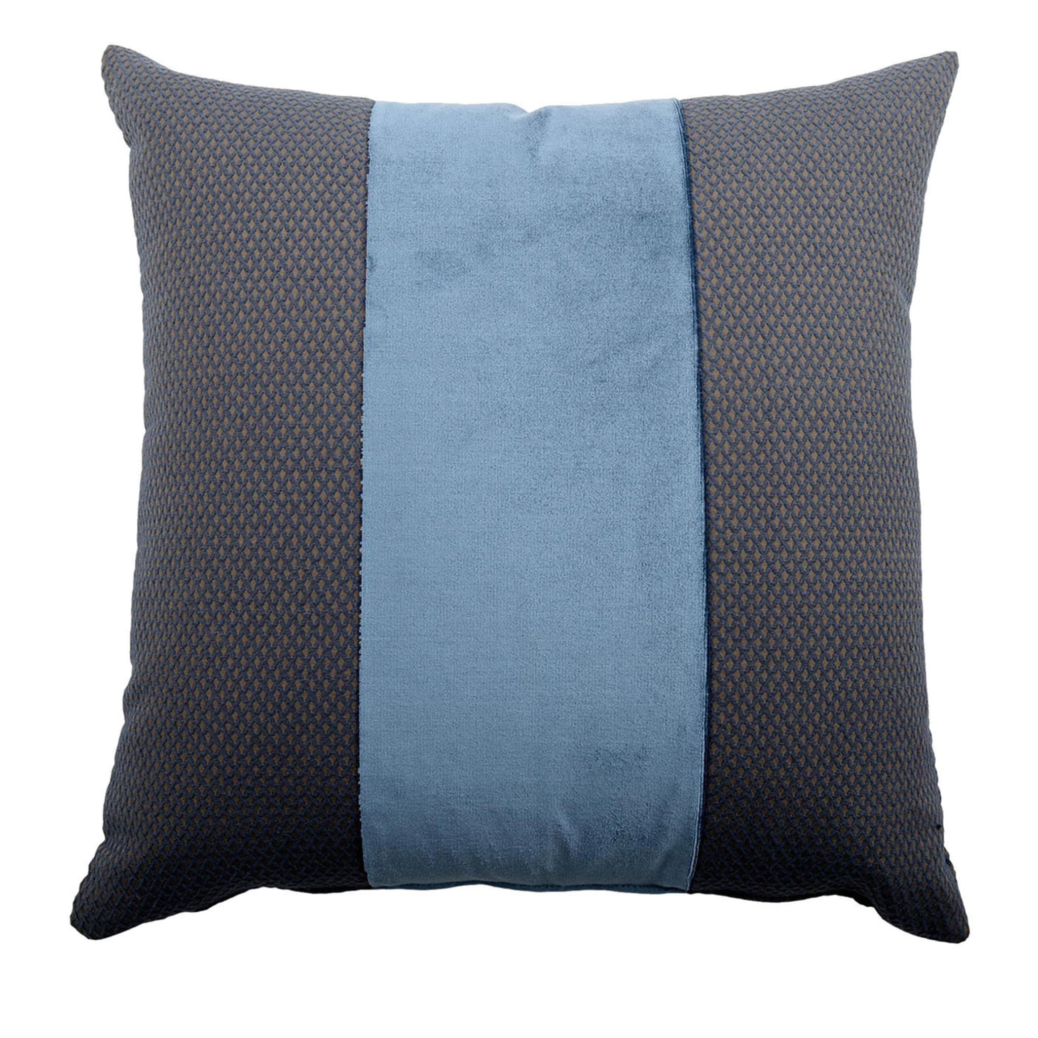 Carrè Degradè Jacquard Cushion with Light Blue Band - Main view