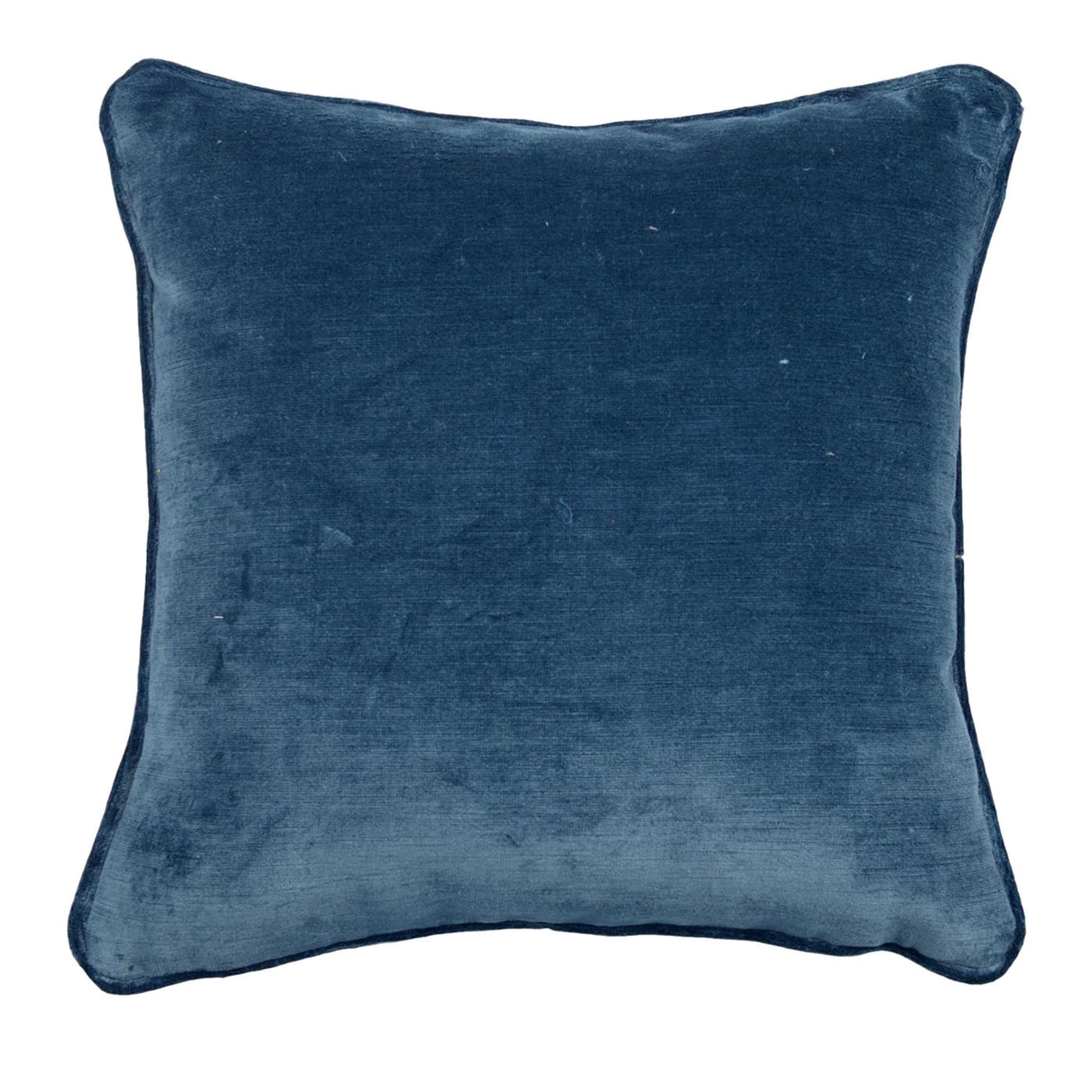 Blue Linen Velvet Carrè Cushion - Main view