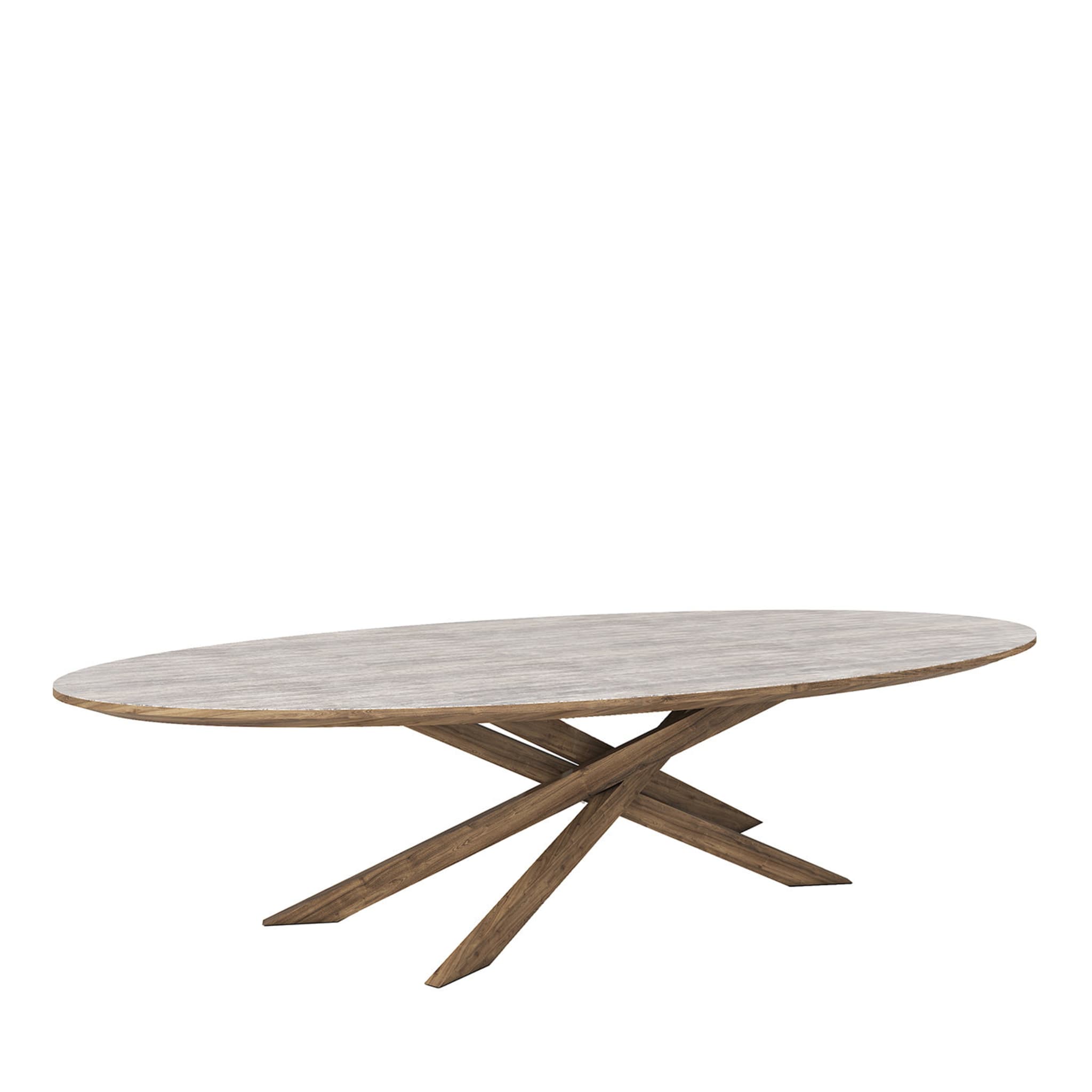 Oval Stoneware/Walnut Dining Table - Main view