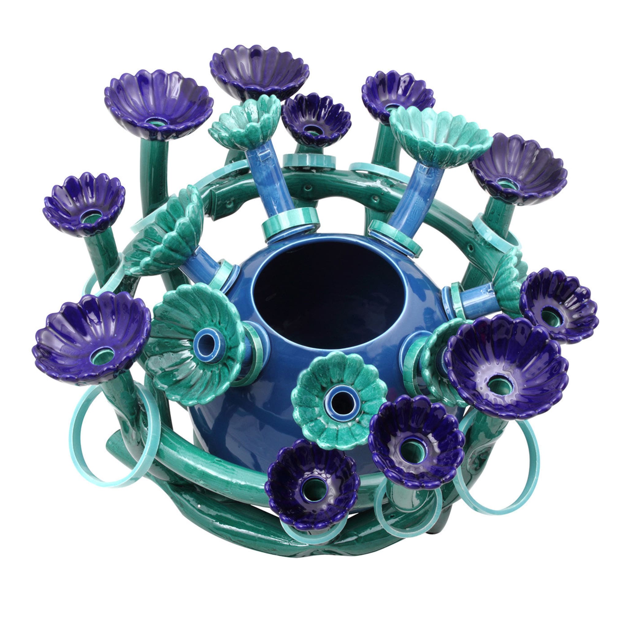 Blaue Flora Skulpturale Vase - Hauptansicht