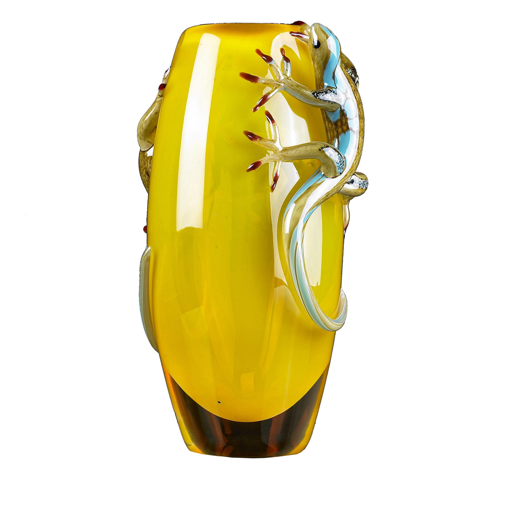 Gelbe Vase mit 2 Geckos - Hauptansicht