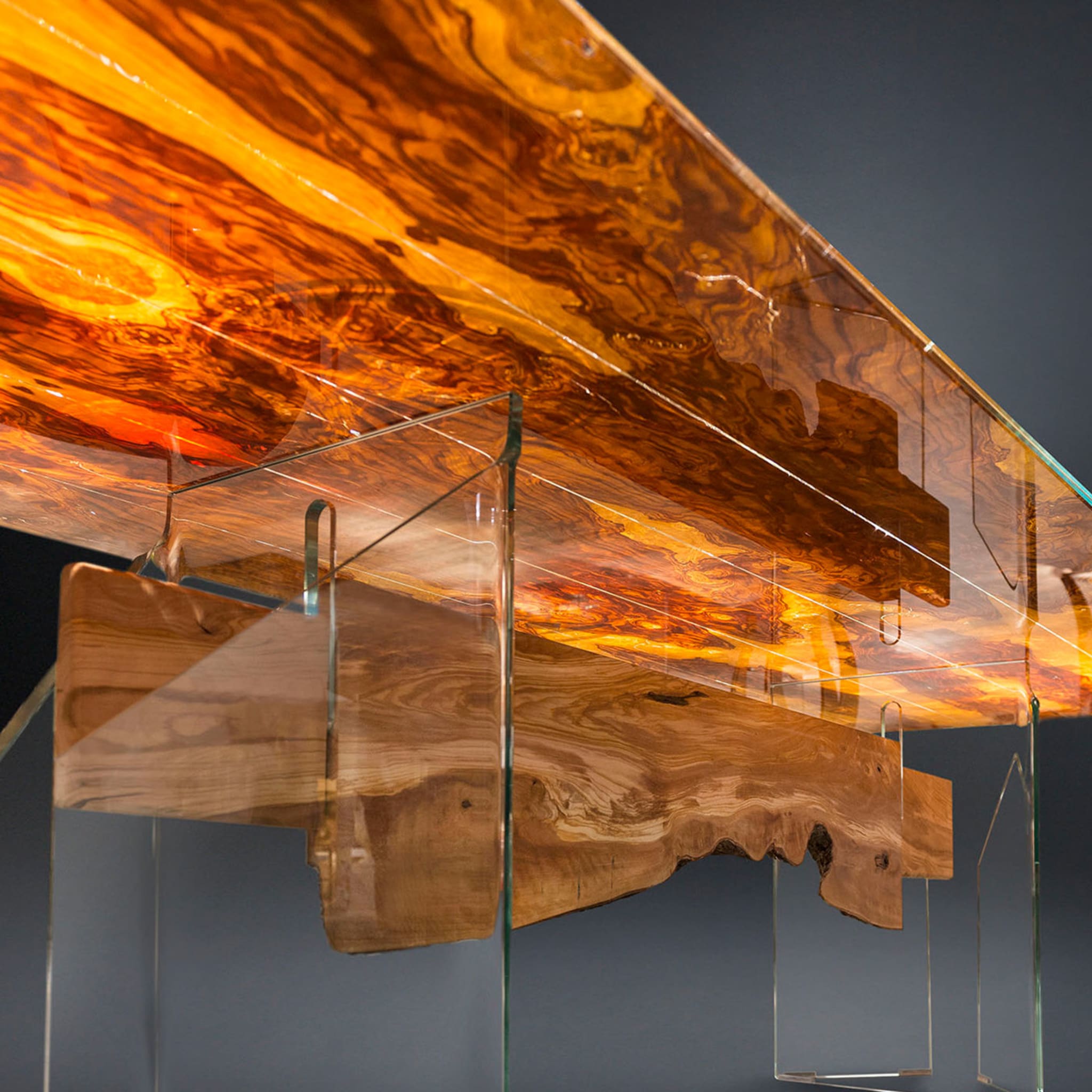 Glass&Wood Portofino Rectangular Table in Olive Wood - Alternative view 5