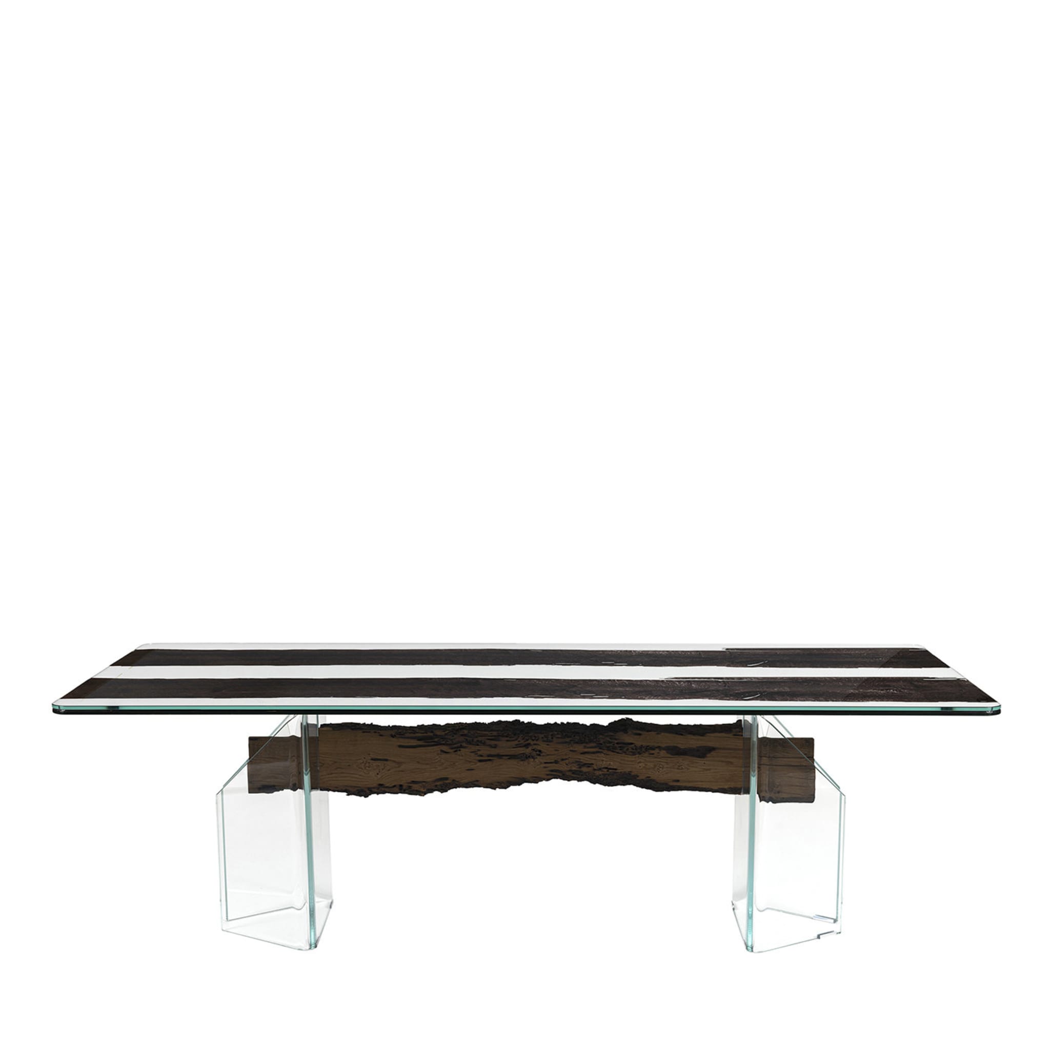 Tavolo Venezia in vetro e legno in rovere nero - Vista principale