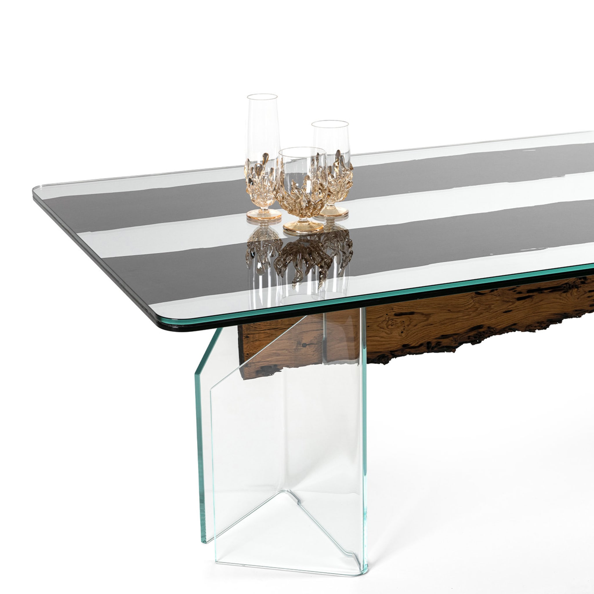 Tavolo Venezia in vetro e legno in rovere nero - Vista alternativa 4