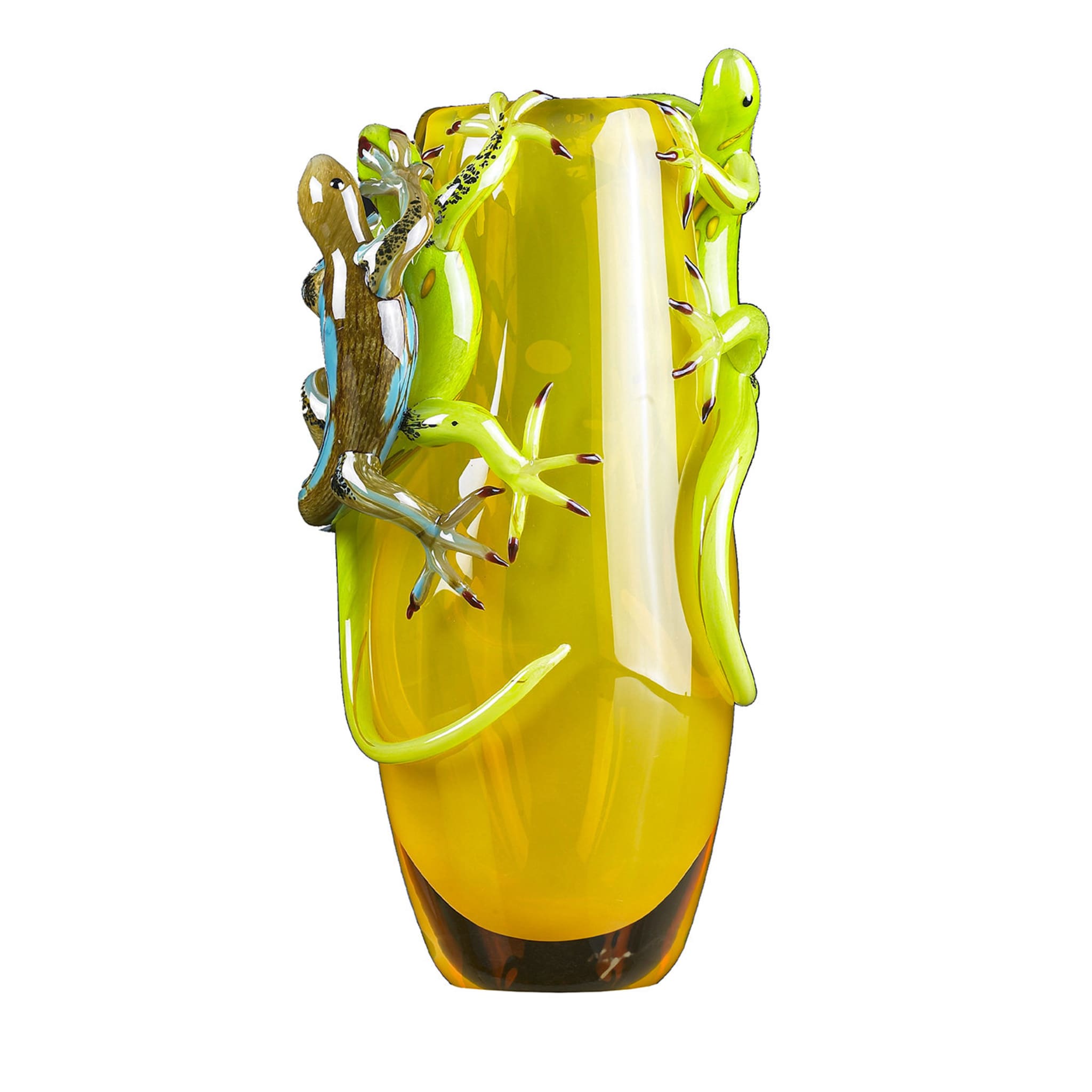 Vase jaune avec 3 geckos - Vue principale