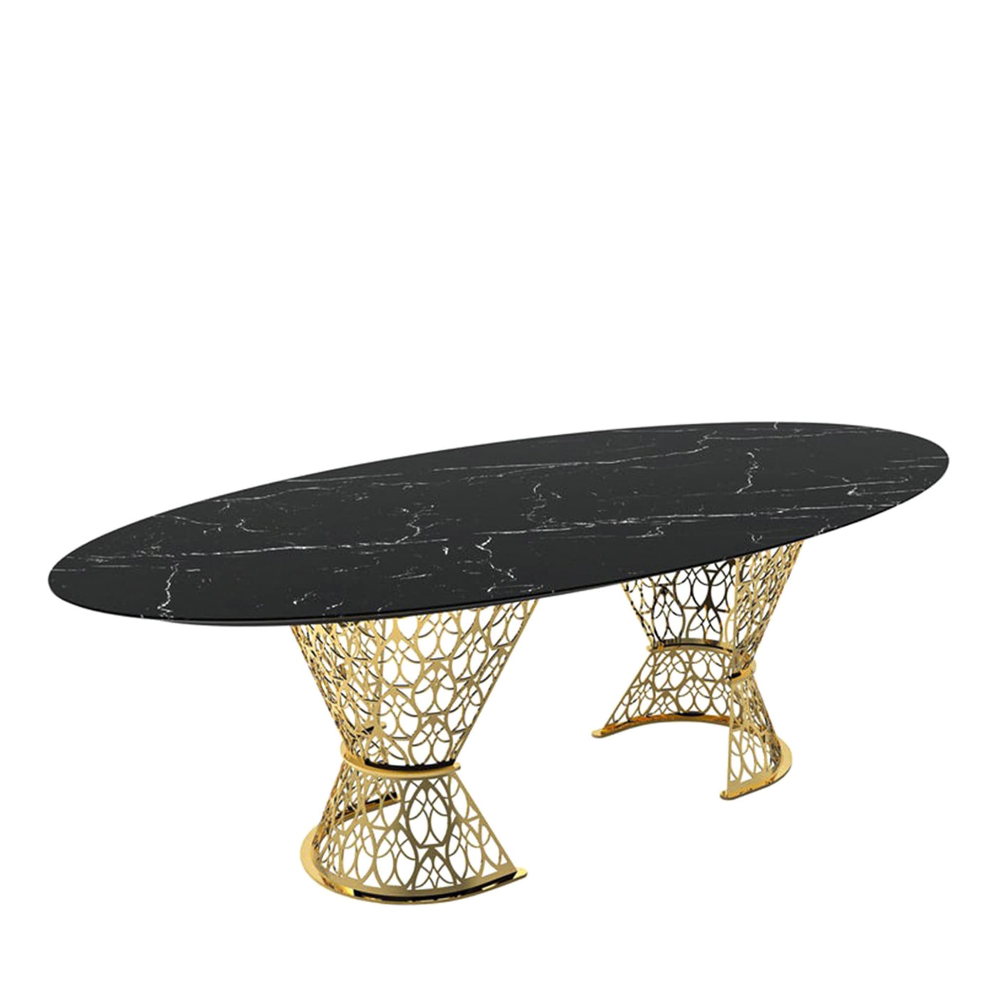 Gatsby Arabesque Table with Black Marquinia Marble Top - Main view