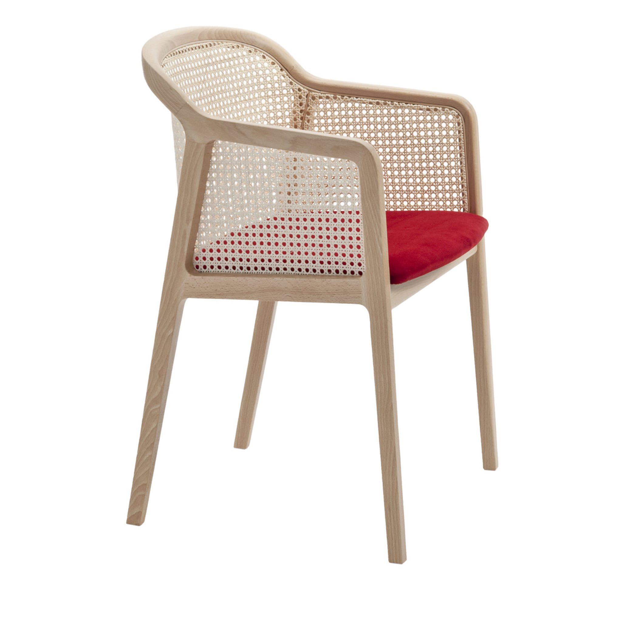 Vienna Straw and Natural Beech Red Velvet Dining Chair - Main view
