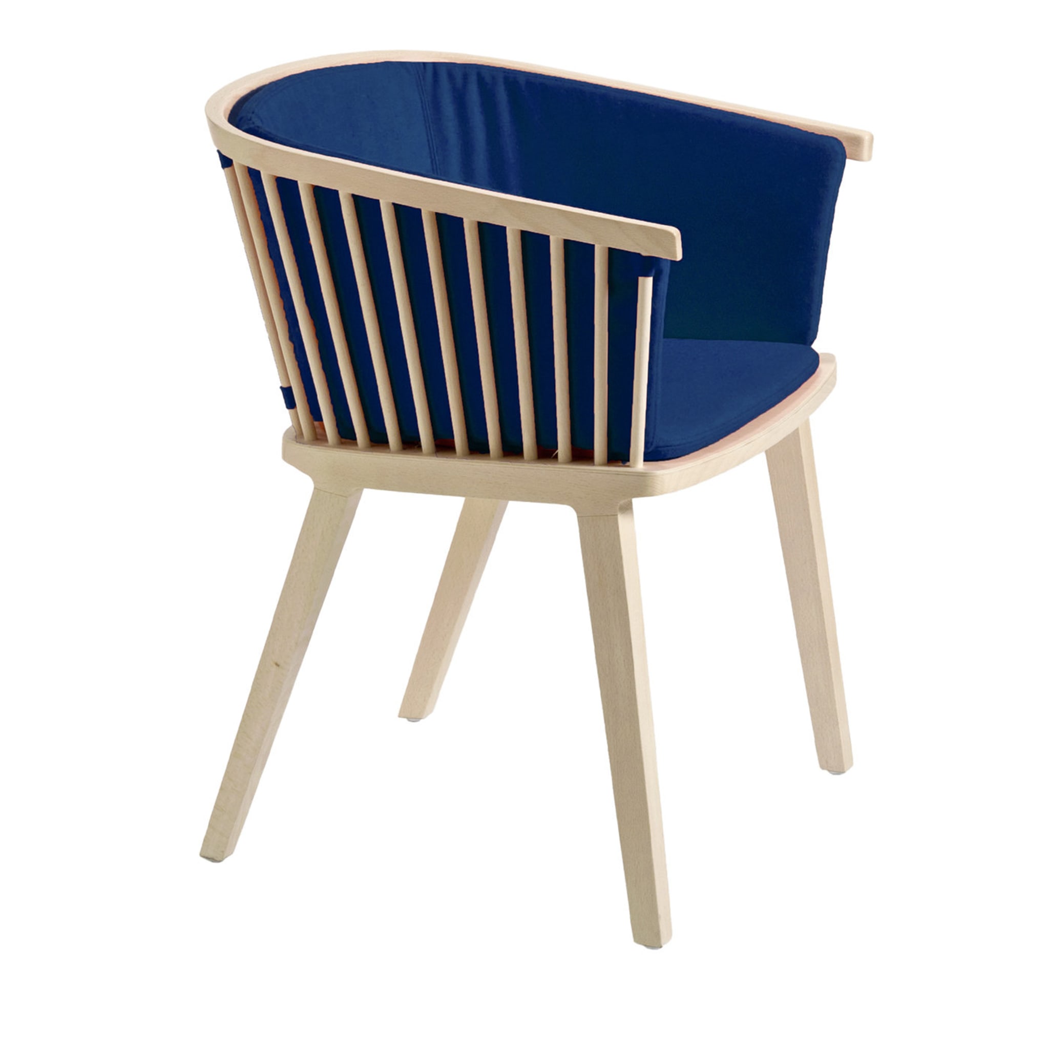 Secreto Natural Beech Wood Indaco Blue Dining Chair - Main view