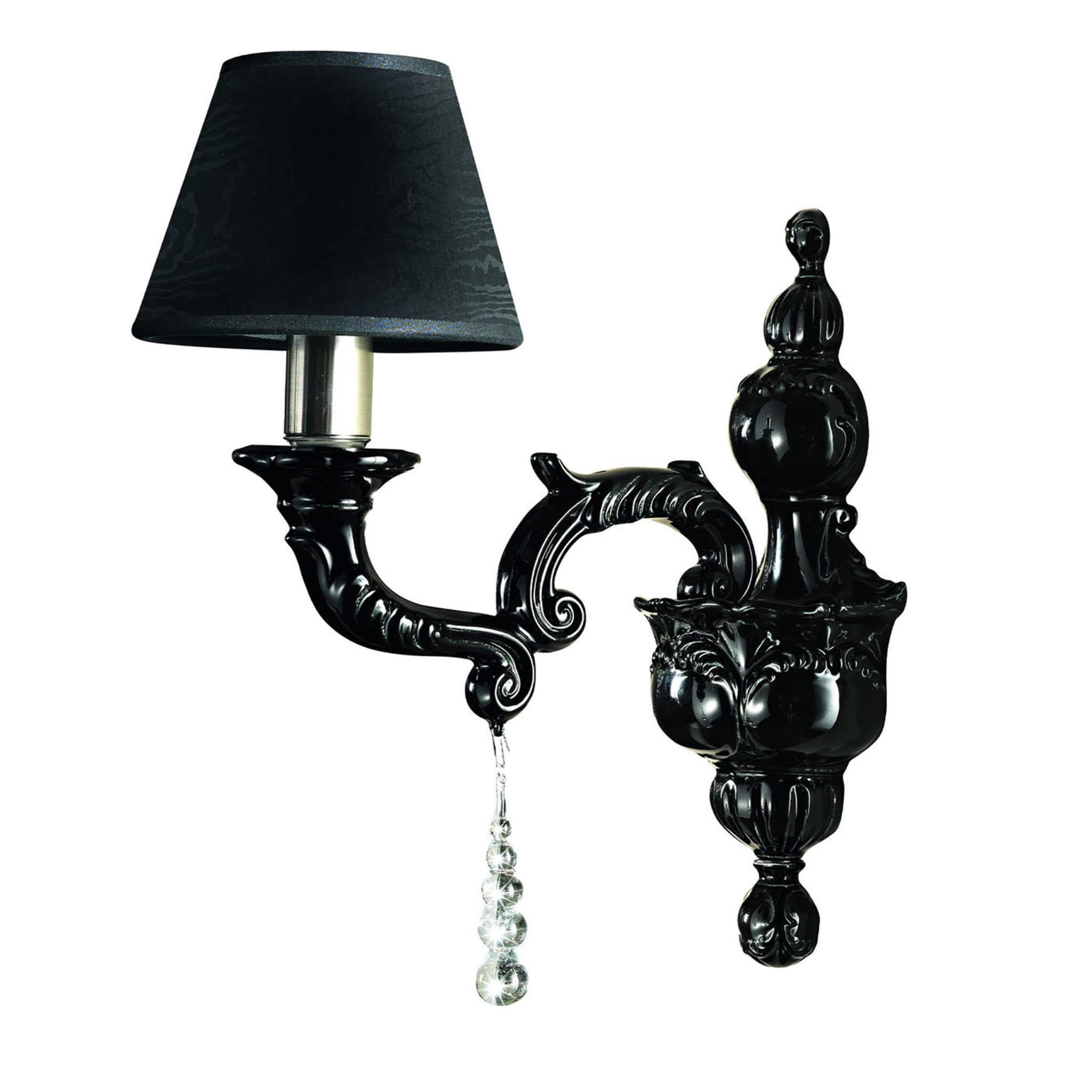 Capodimonte 1-Light Black Sconce with Lampshade - Main view