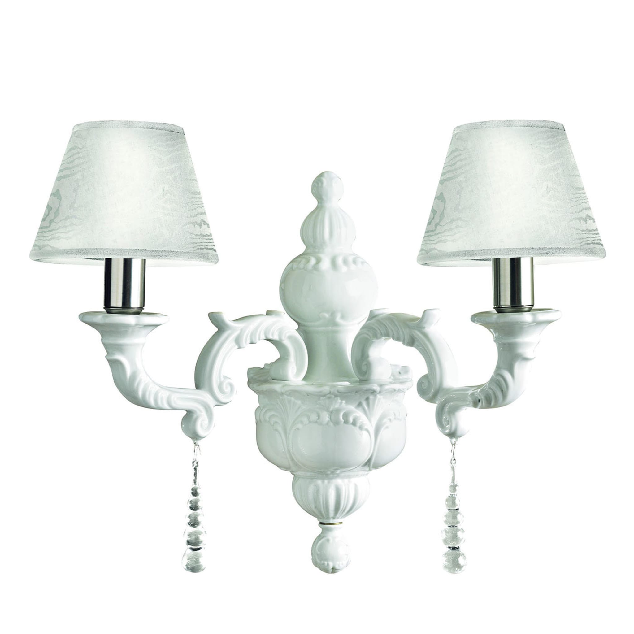 Capodimonte 2-Light White Sconce with Lampshades - Main view